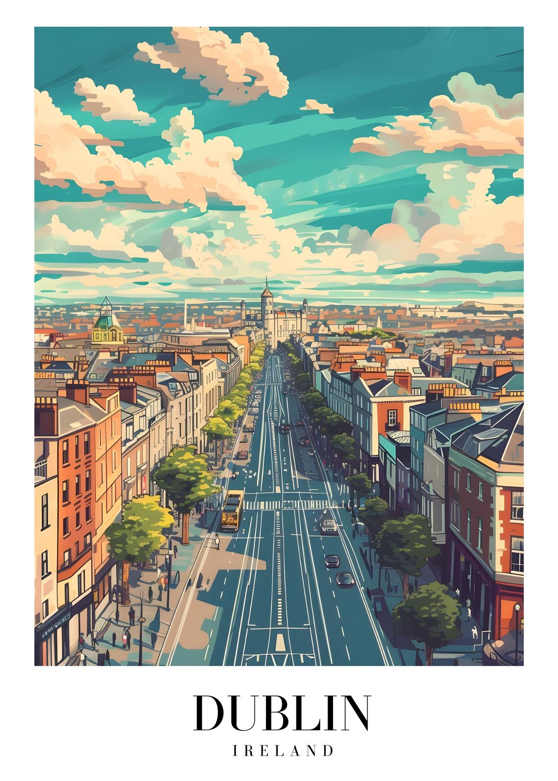 Poster - Dublin stadsutsikt