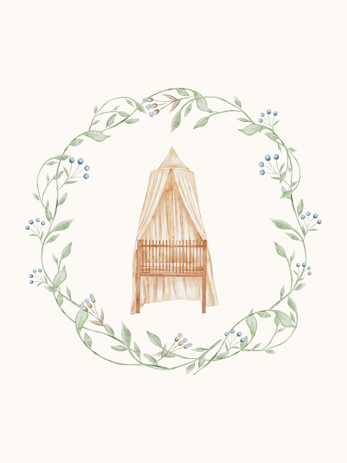 Poster - Vagga med Blomsterkrans