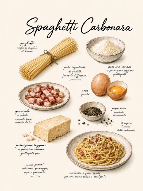 Poster - Spaghetti Carbonara Recept