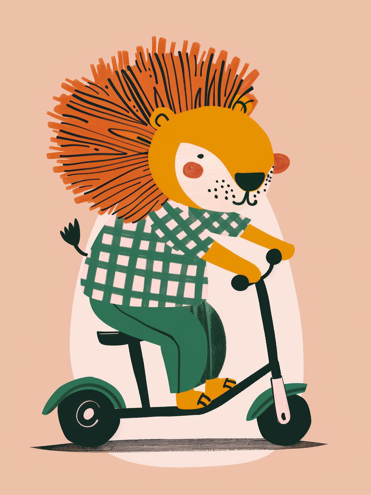 Poster - Lejon på Scooter