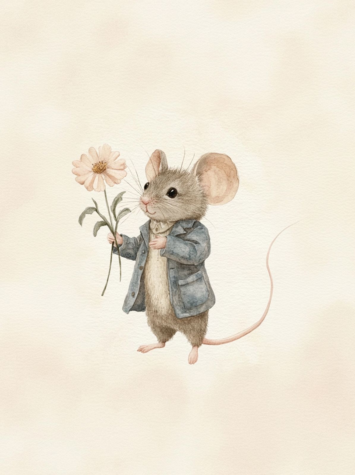 Poster - Mus med Blomma