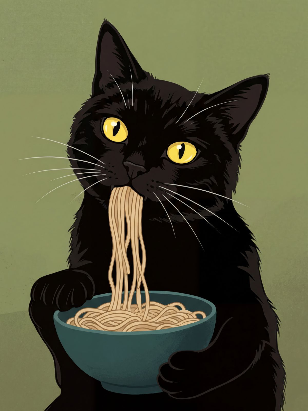 Affisch - Katt med Nudlar