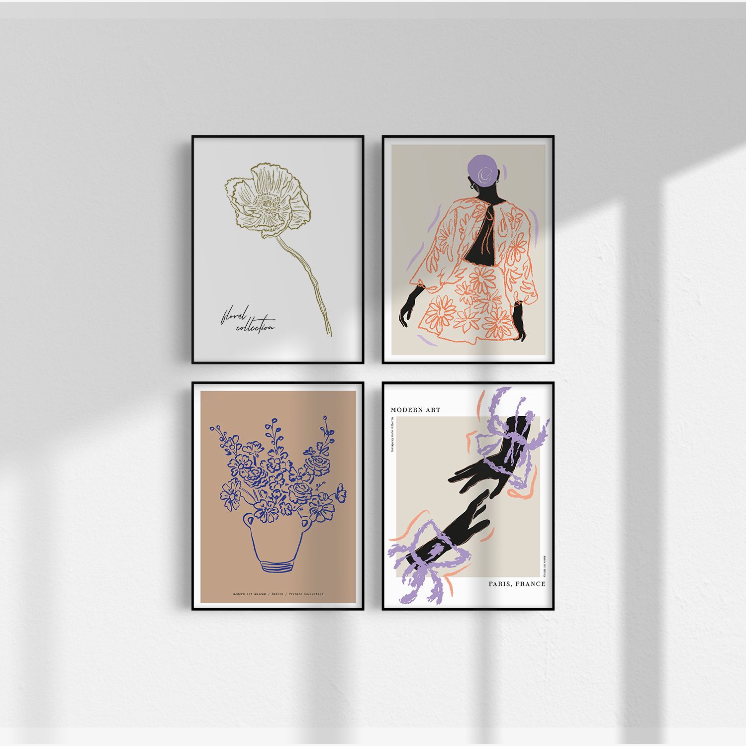 Poster - Modern konst floral samling / Set av 4