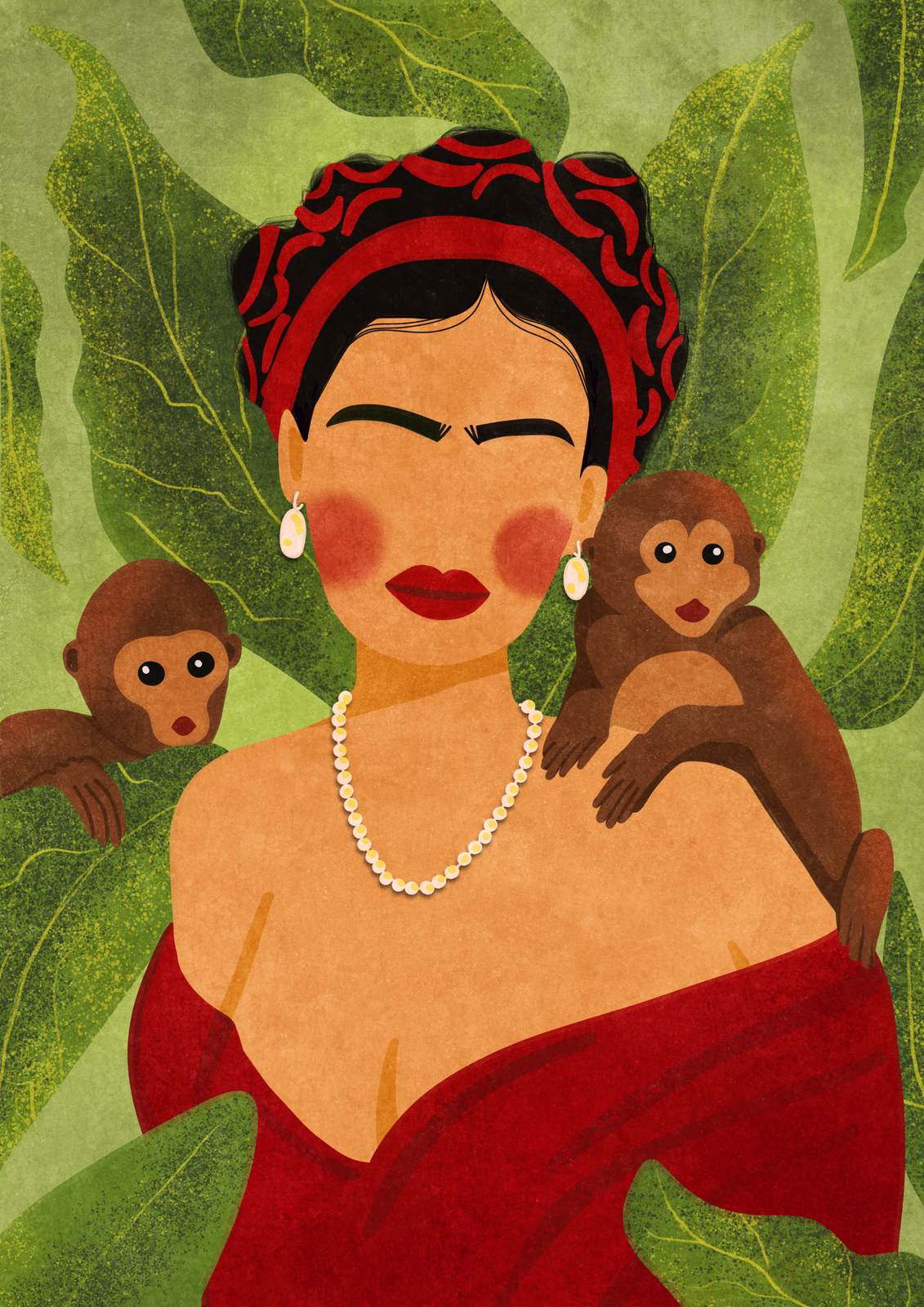 Poster - Frida Kahlo och apor