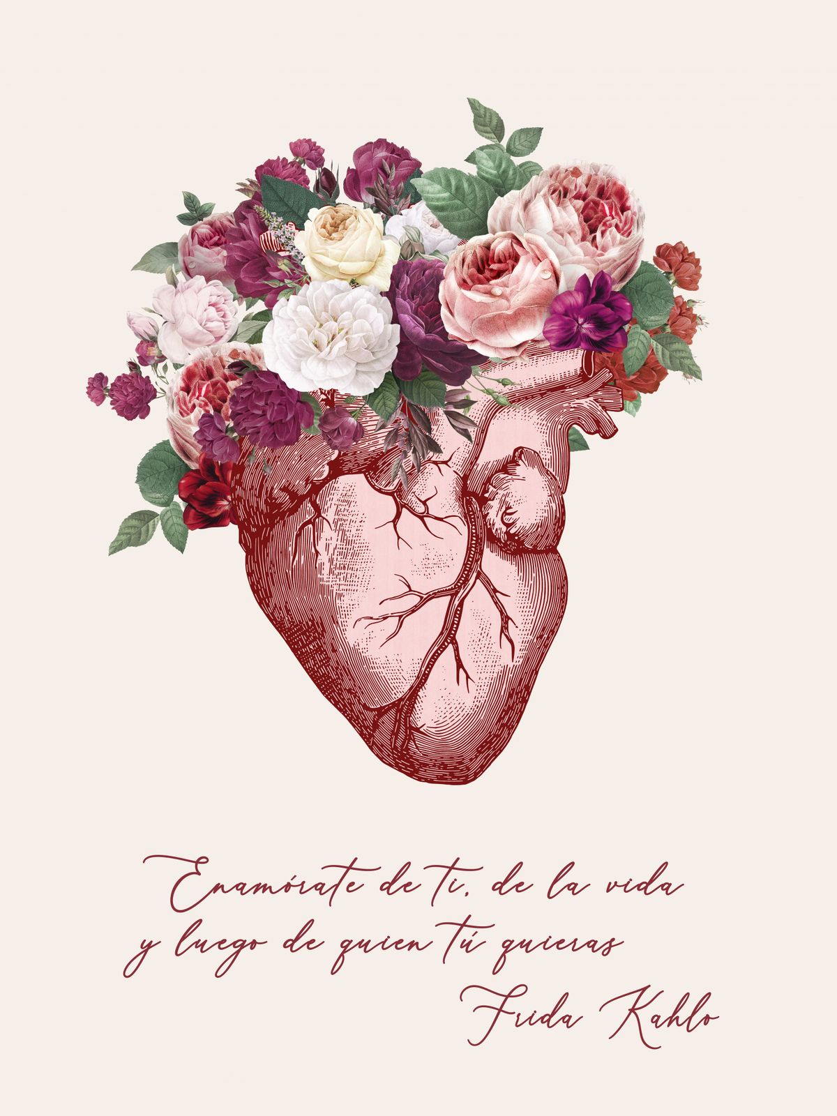 Poster - Frida Kahlo Blomstrande Hjärta