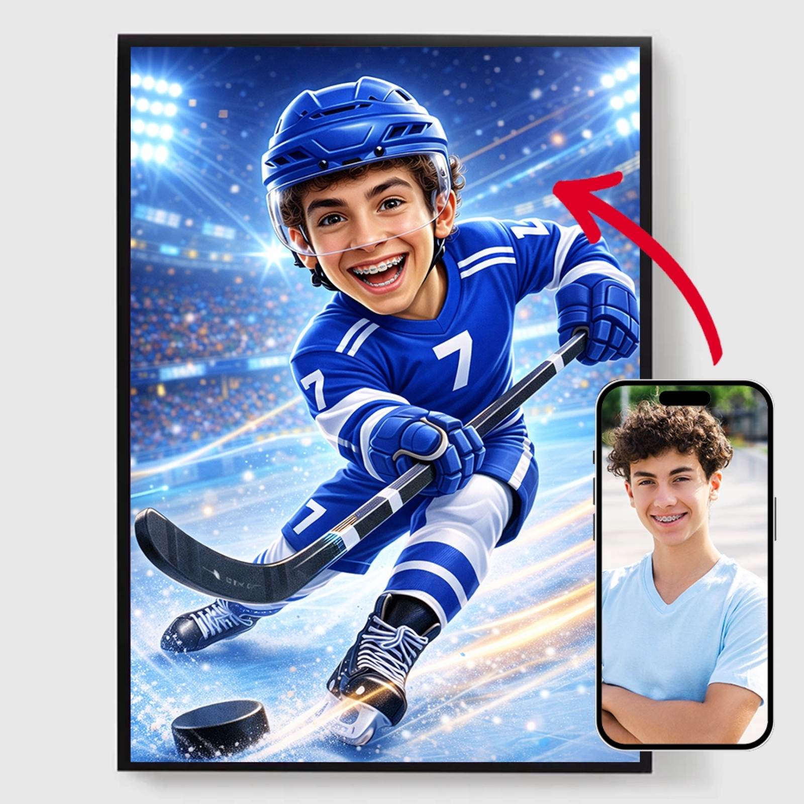 Personlig Poster - Rolig Hockeytecknad - AI Poster