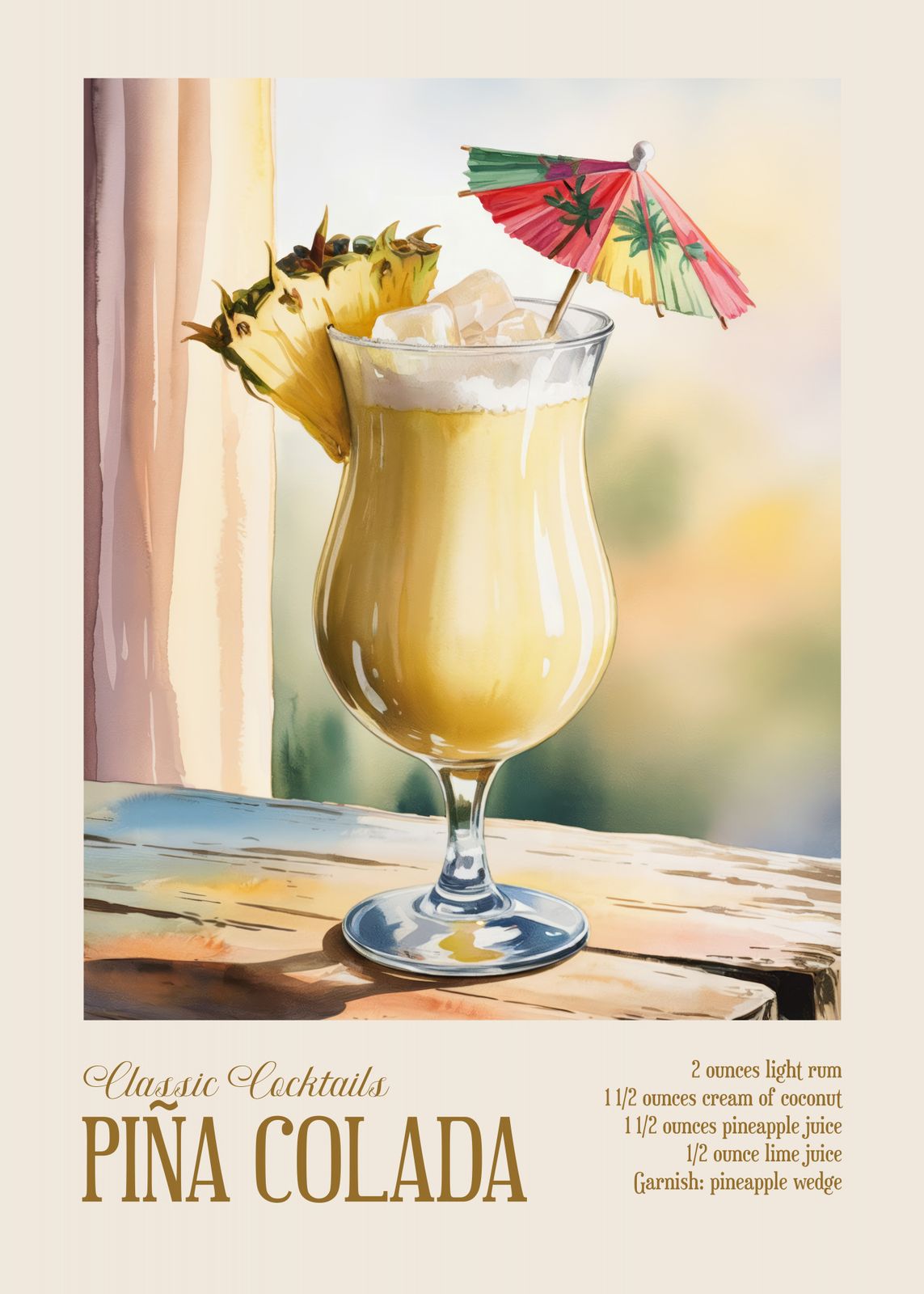 Poster - Klassiska Cocktails Piña Colada
