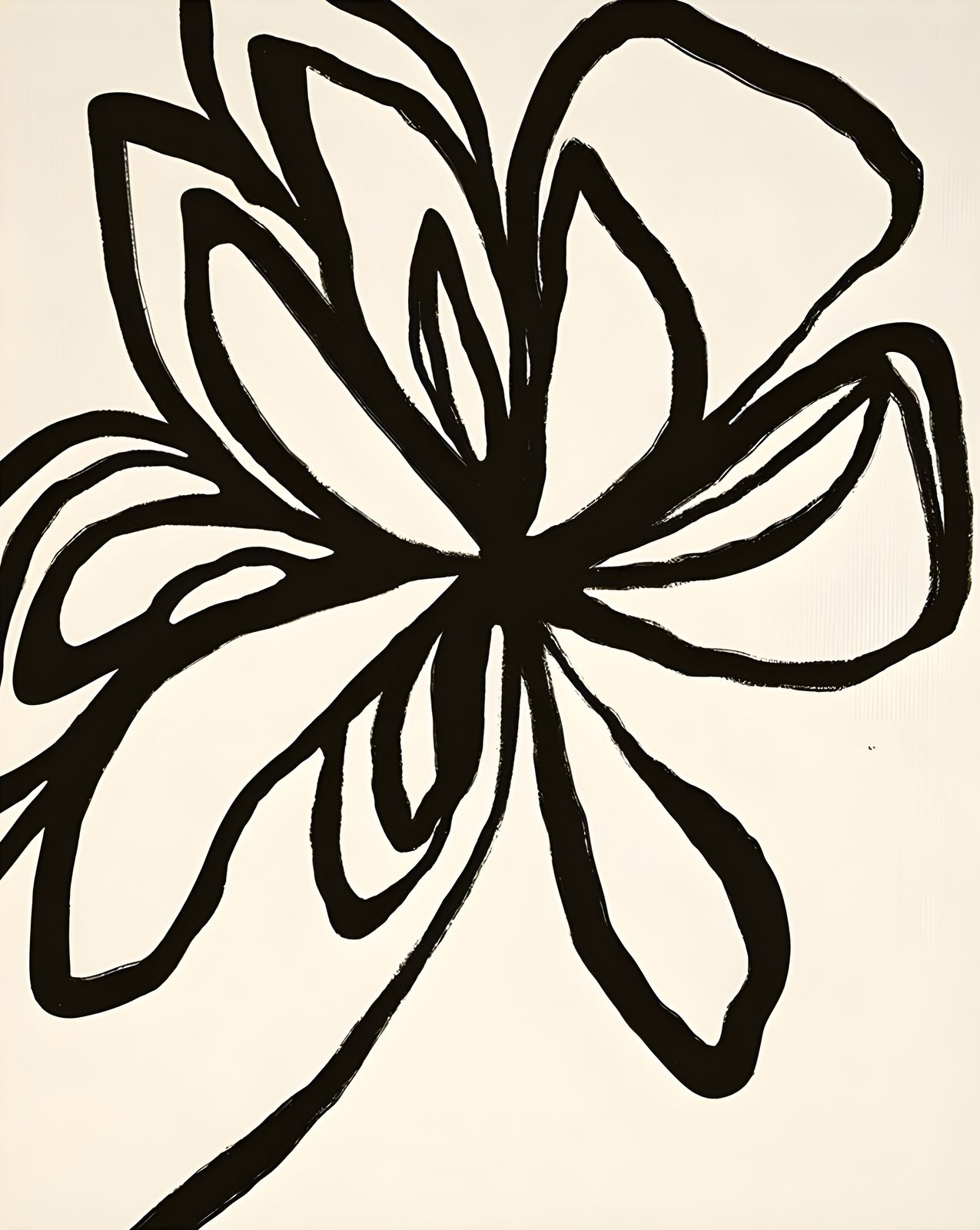 Poster - Svartvitt Blommönster