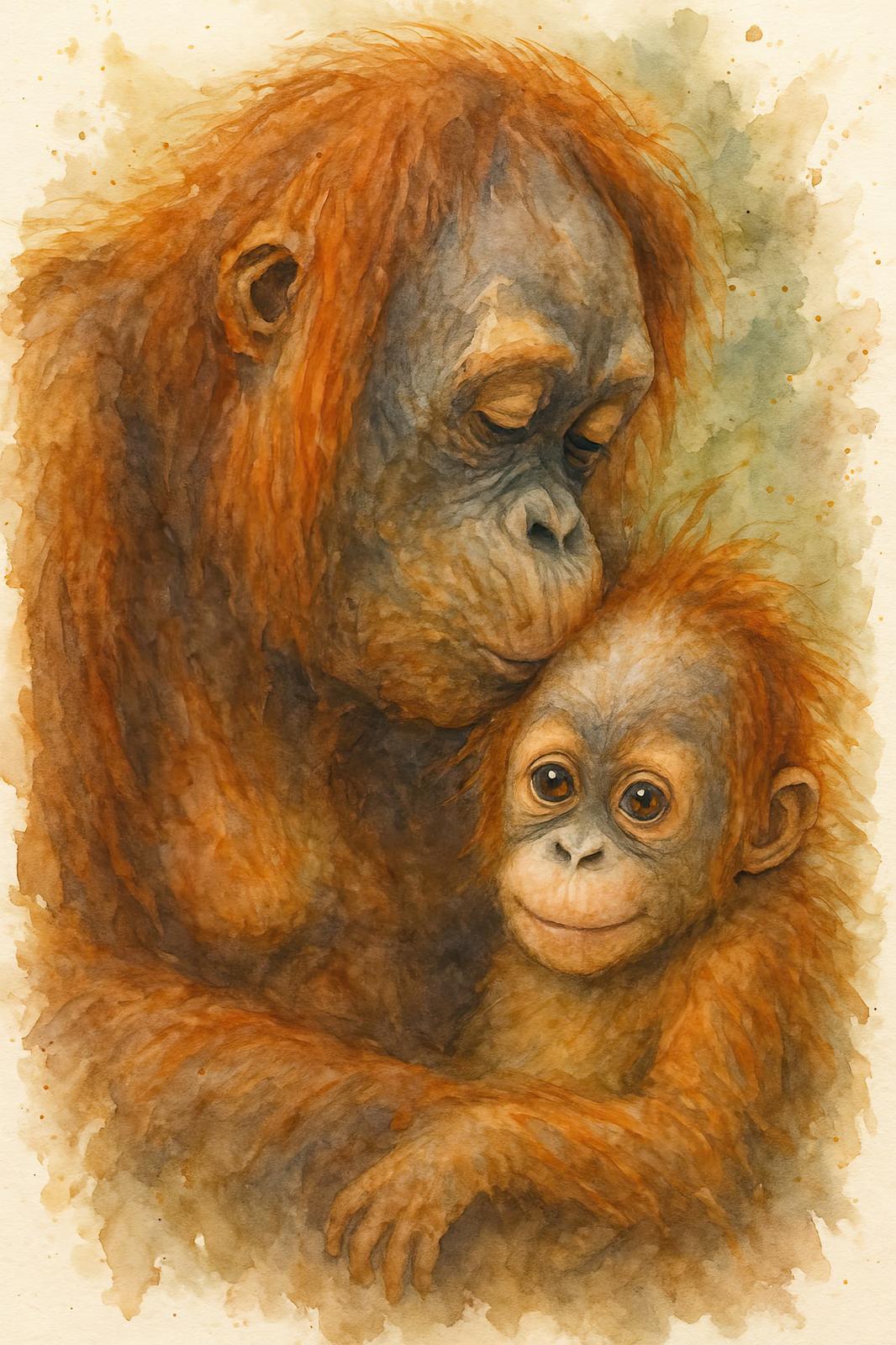 Poster - Orangutang Familj