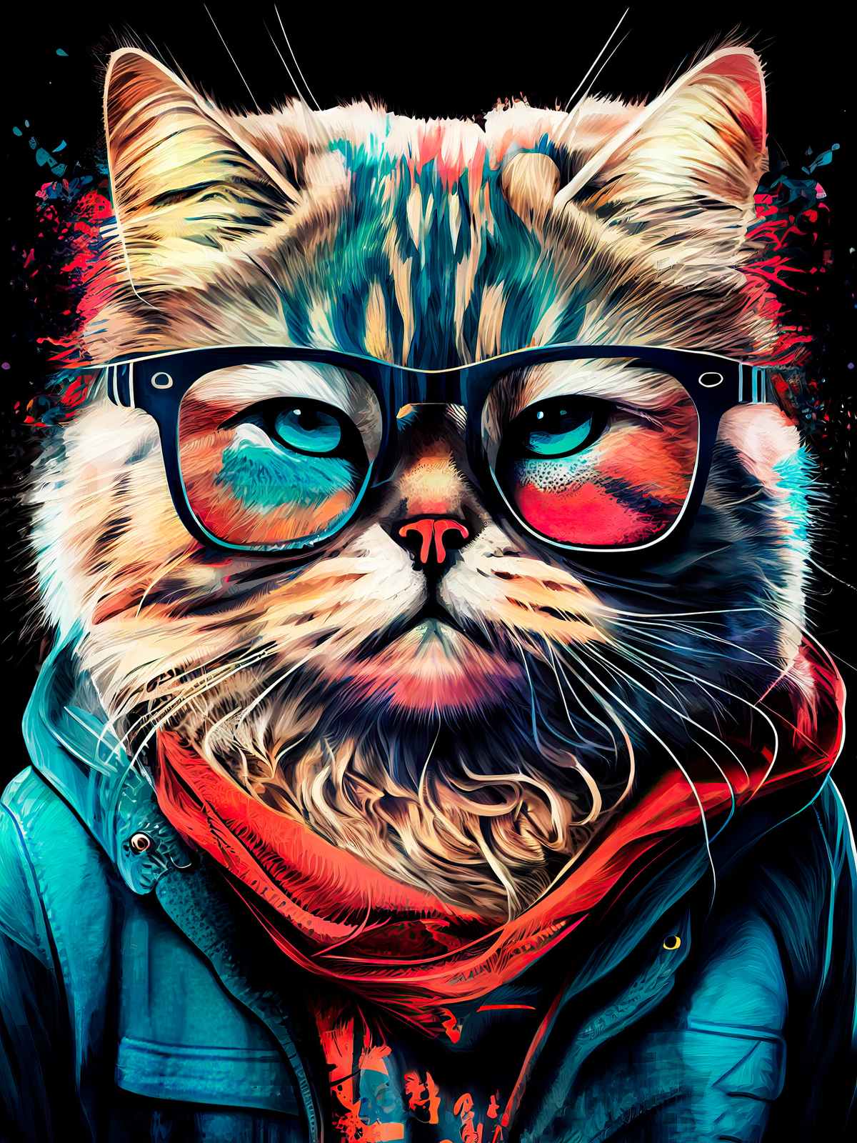 Poster - Katt med Glasögon