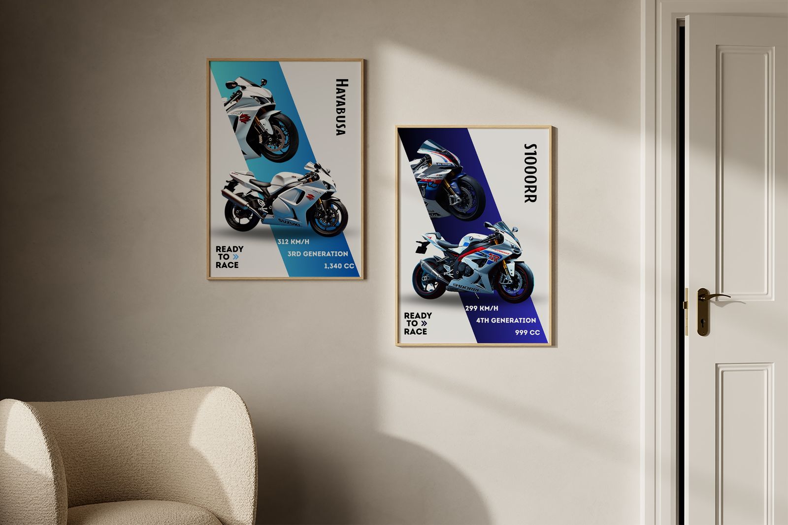 Affisch - Motorcykeltävling / Set om 2