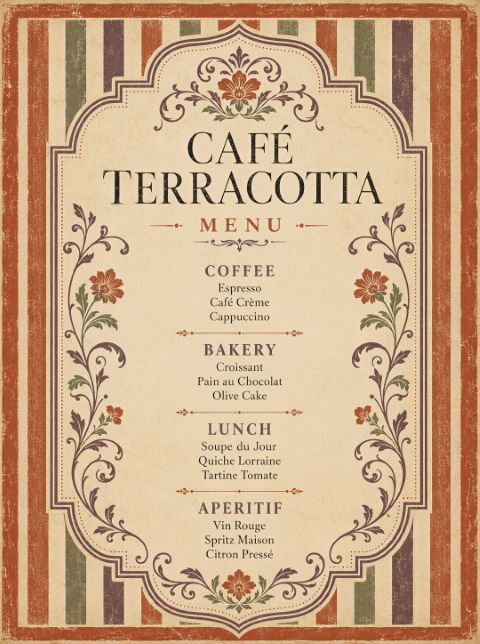 Poster - Café Terracotta Meny