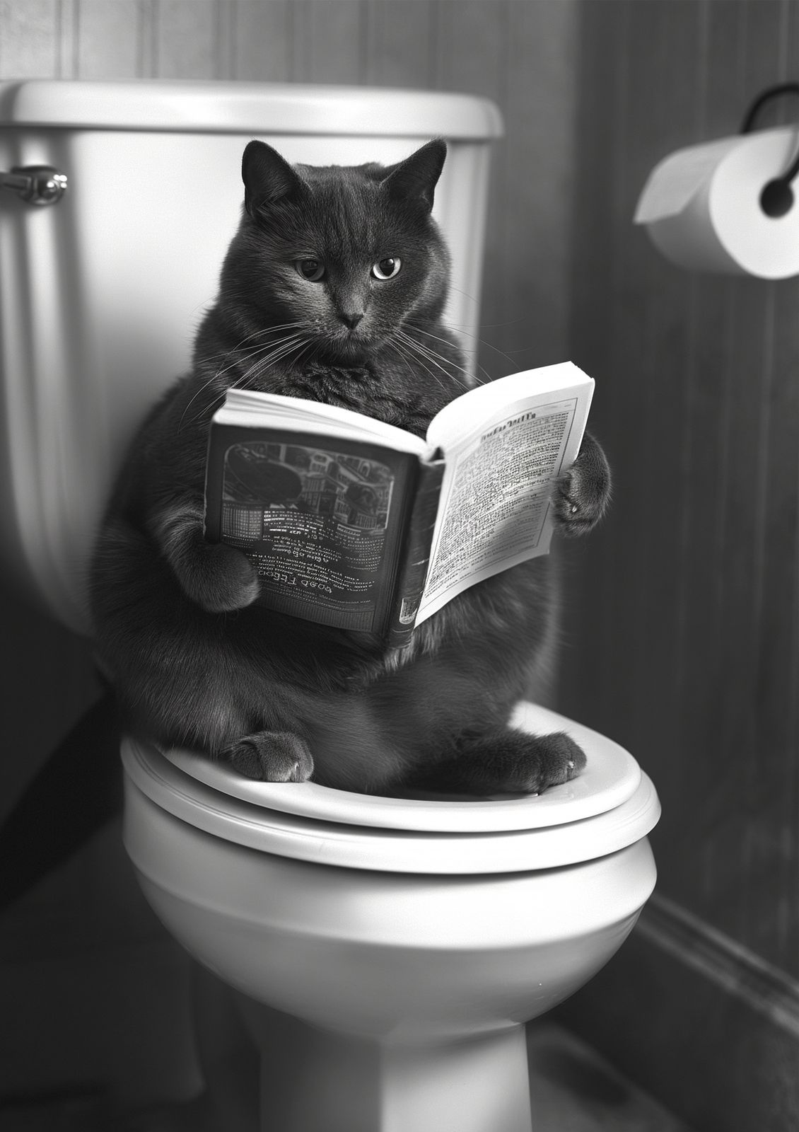Poster - Katt Läser Bok