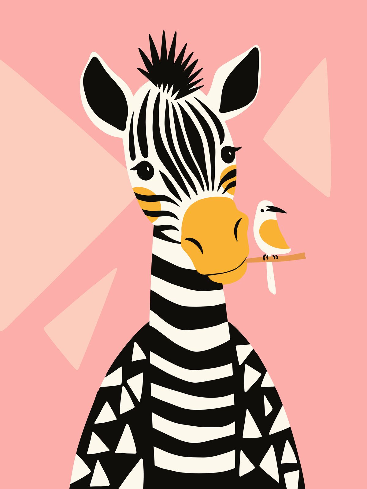 Poster - Zebra och Fågel