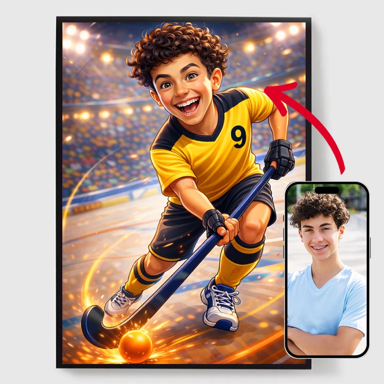 Personlig Poster - Rolig Inomhushockey Tecknad - AI Poster