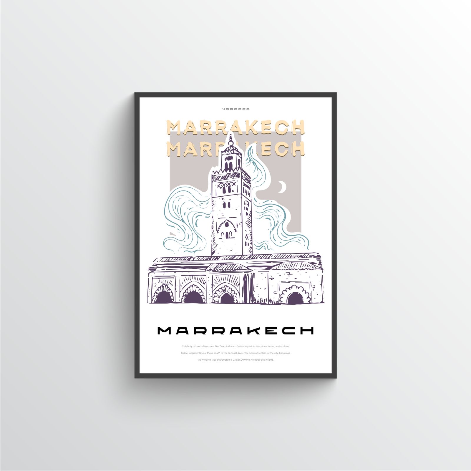 Stadsvy från Marrakech Poster