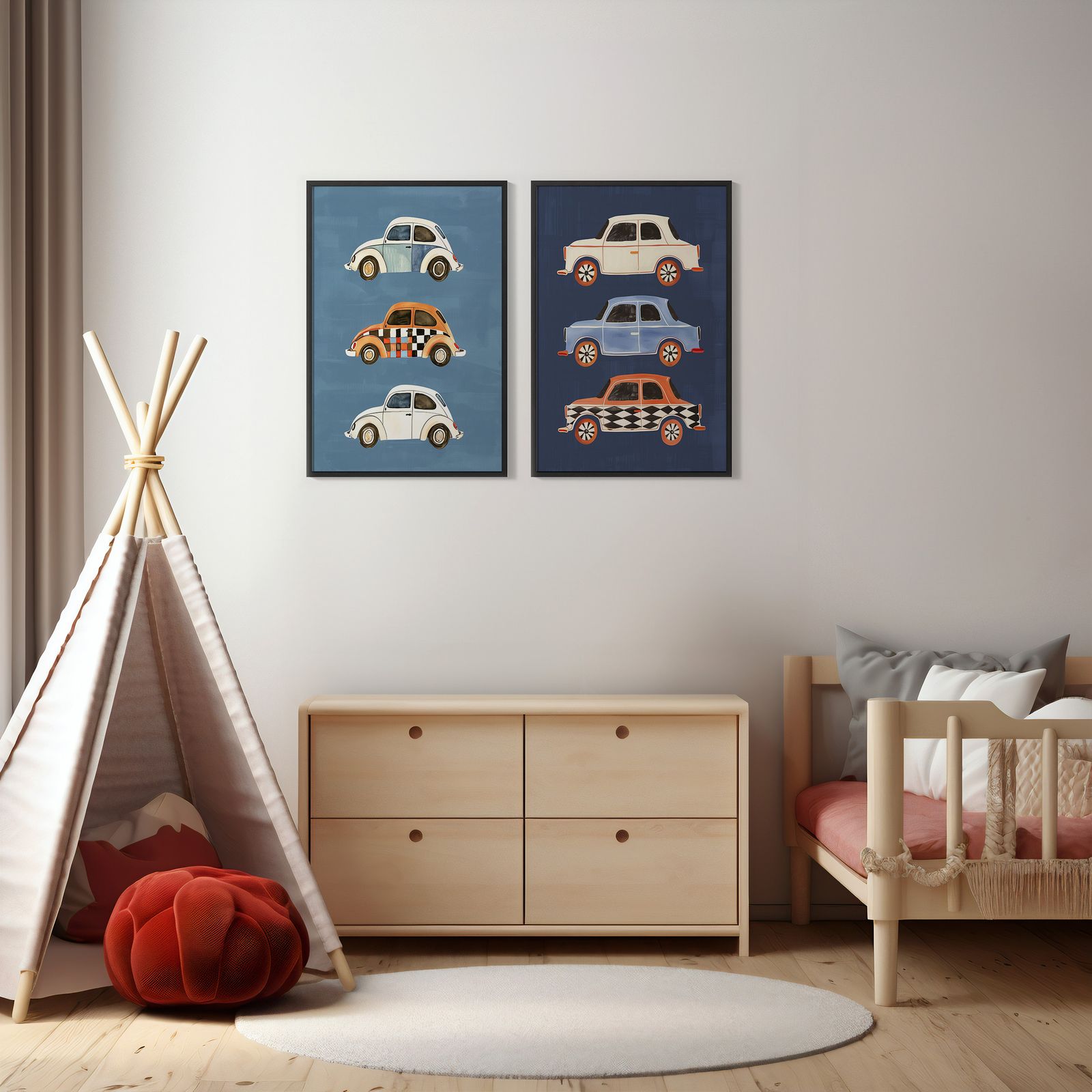 Poster - Vintagebilar Set om 2