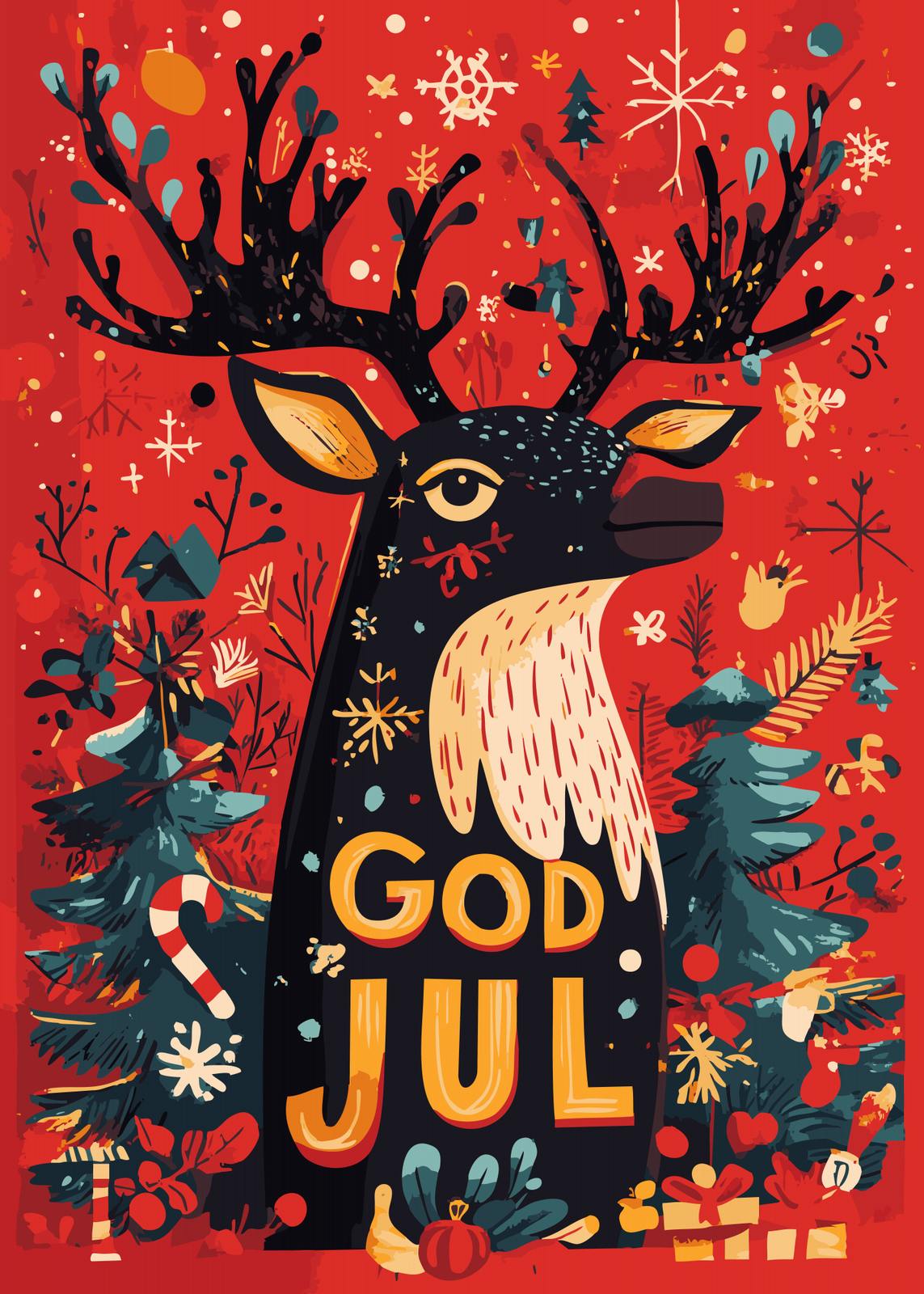 Affisch - God Jul Ren