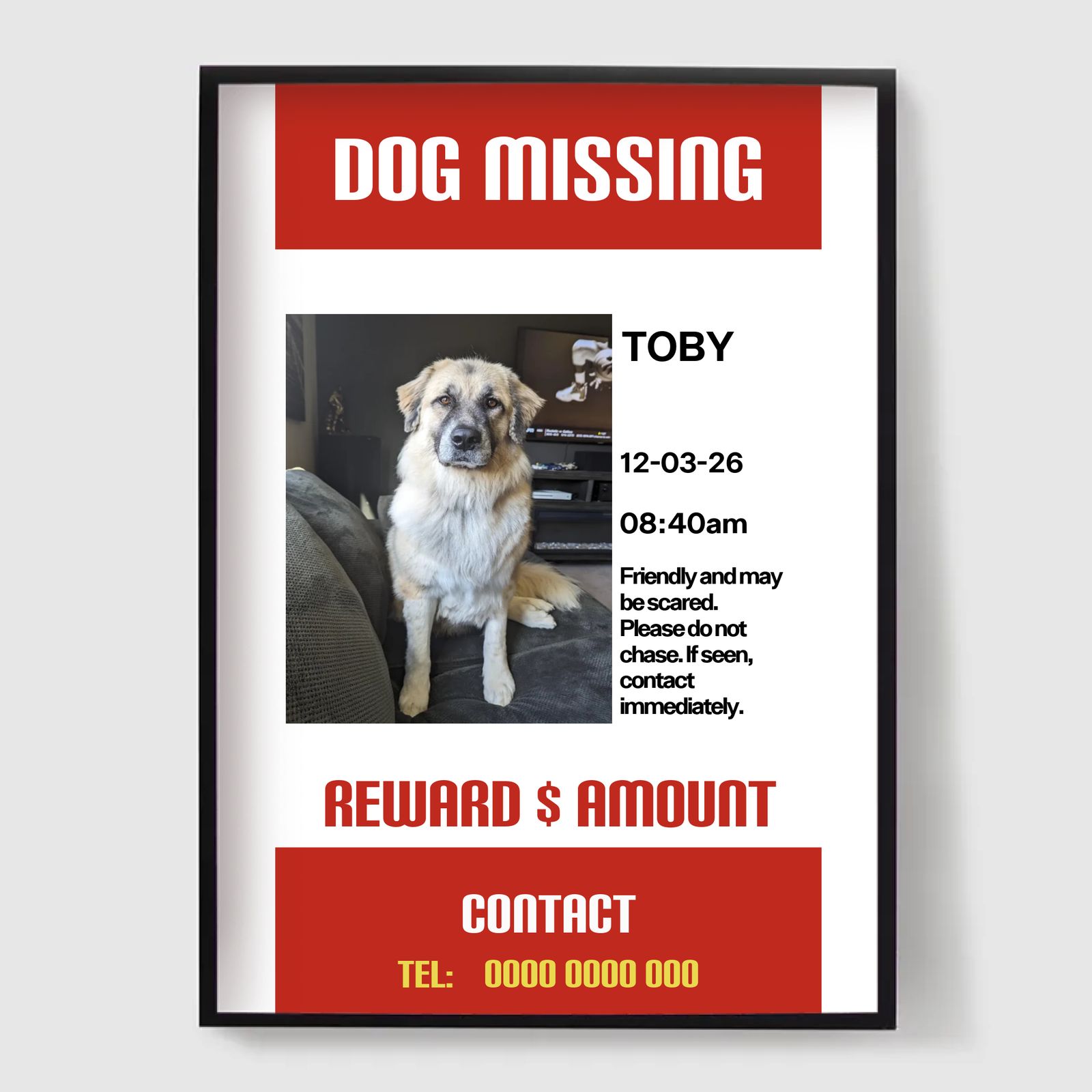 Personlig Poster - Affisch för Saknad Hund