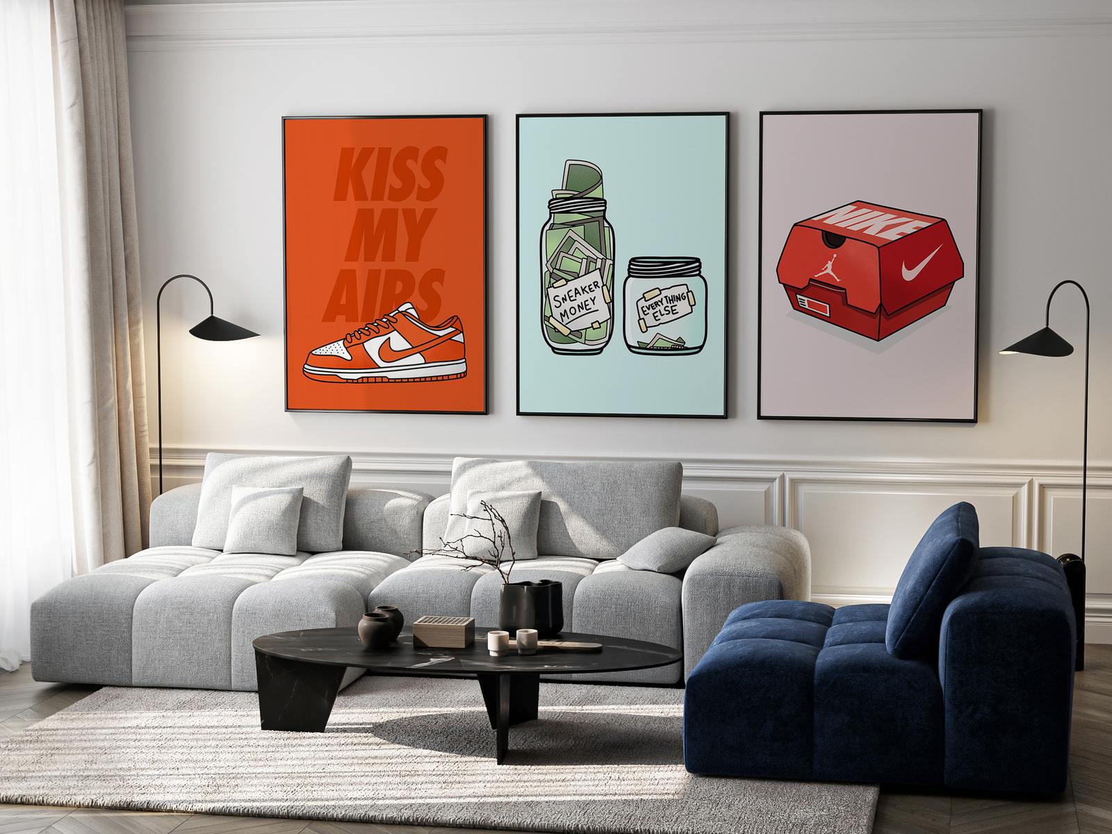 Poster - Sneaker Money Art / Set av 3