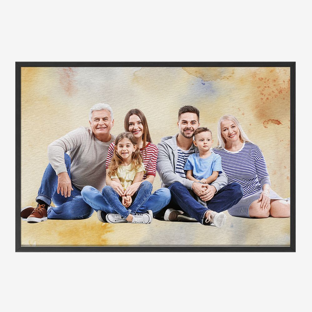 Personlig familjeporträtt med akvarelleffekt – Poster