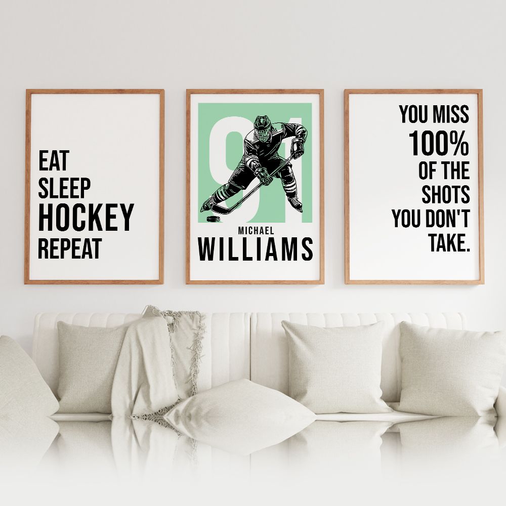 Personlig affisch - Hockeycitat / Set om 3