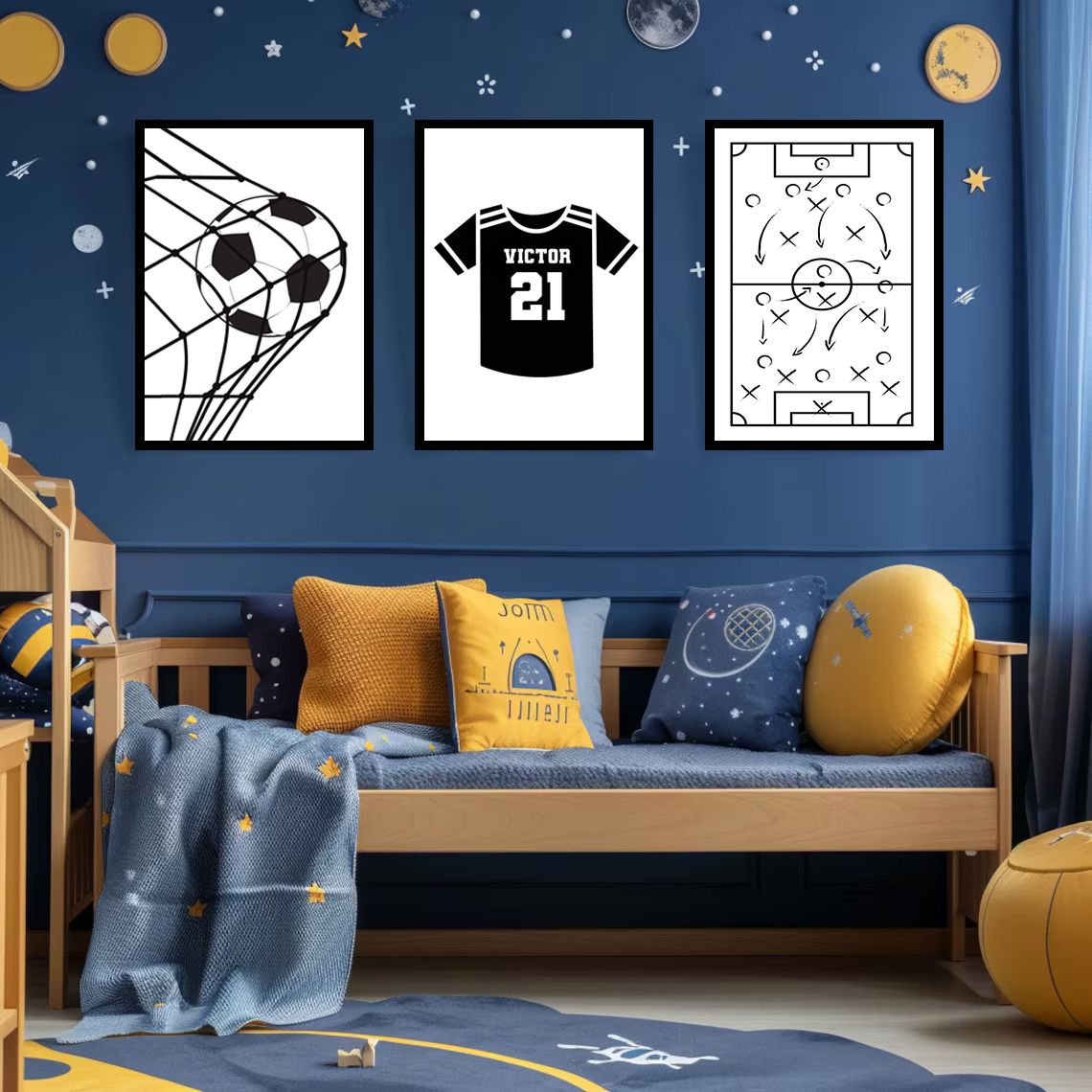 Personlig Poster - Fotbollstaktik och Tröja / Set av 3