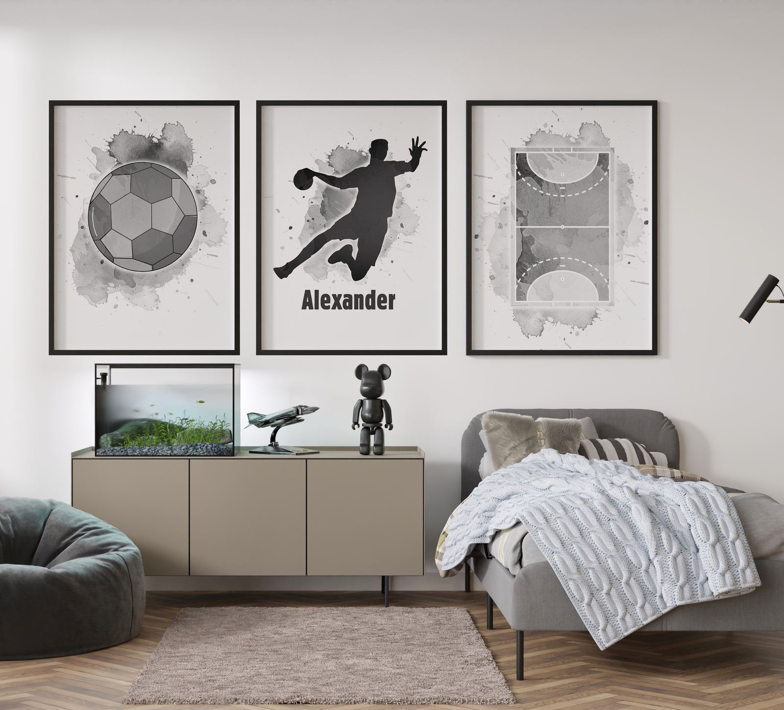 Personlig Poster - Sport Akvarell / Set om 3