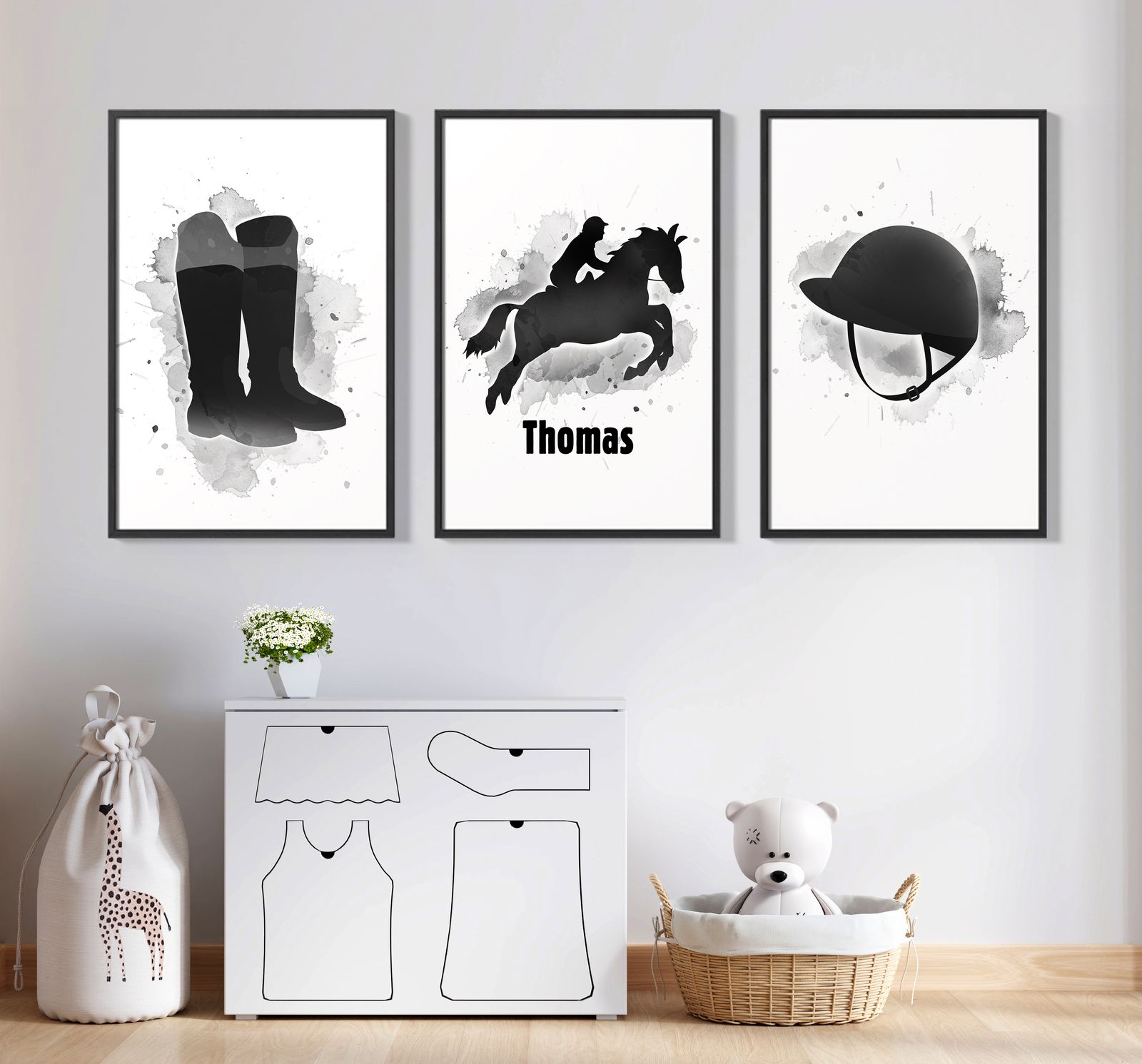 Personlig Poster - Hästkonst Set av 3