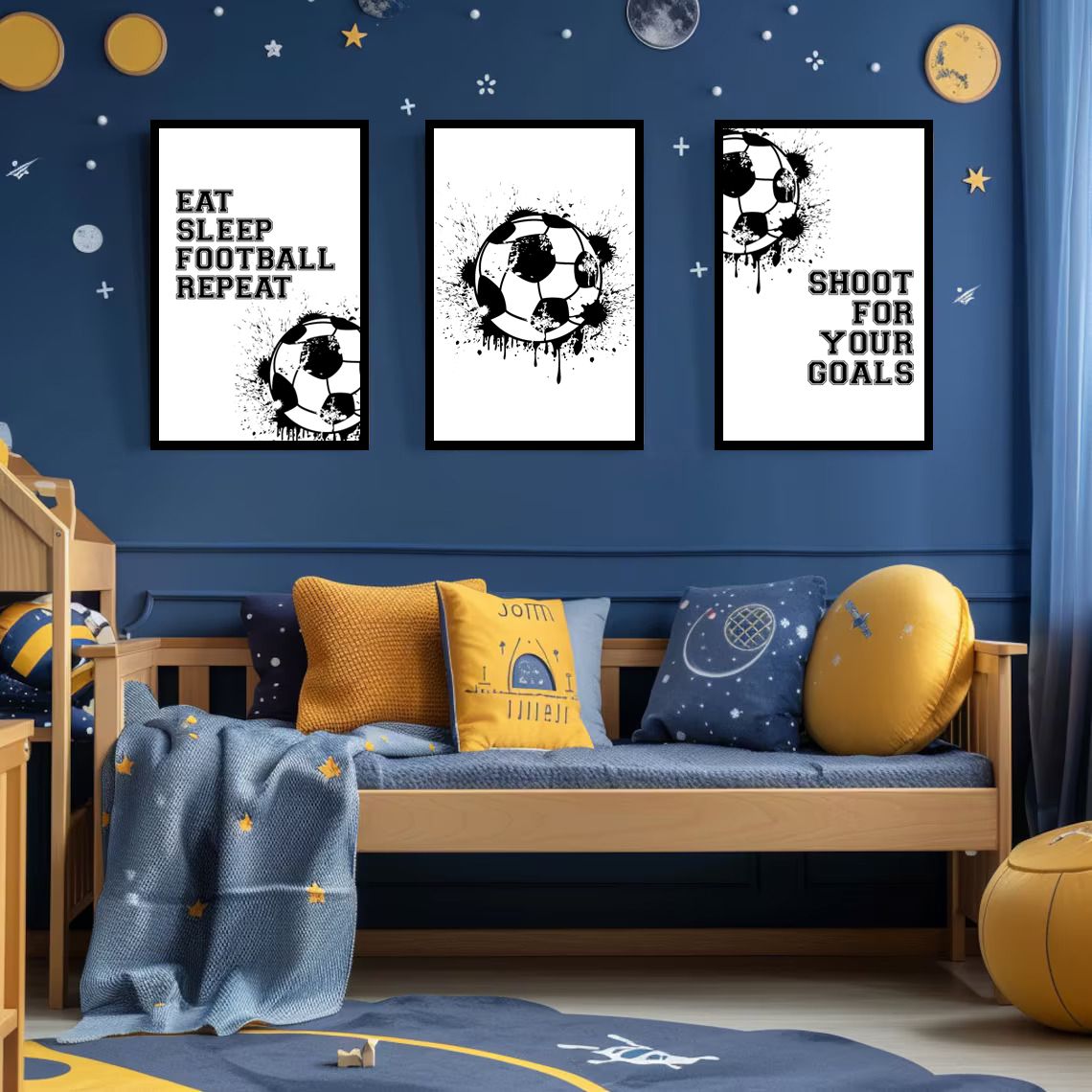 Personlig Poster - Fotbollskonst / Set av 3