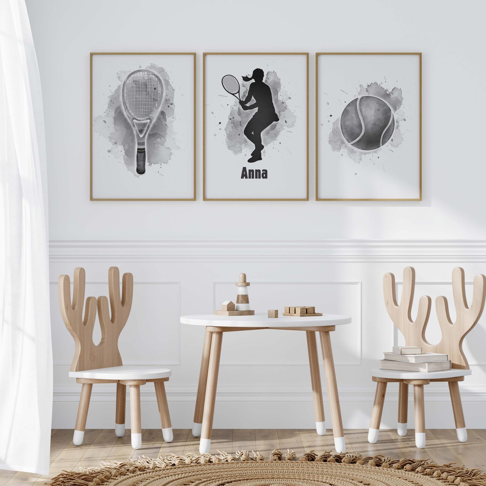 Personlig Poster - Tennis Konst / Set med 3
