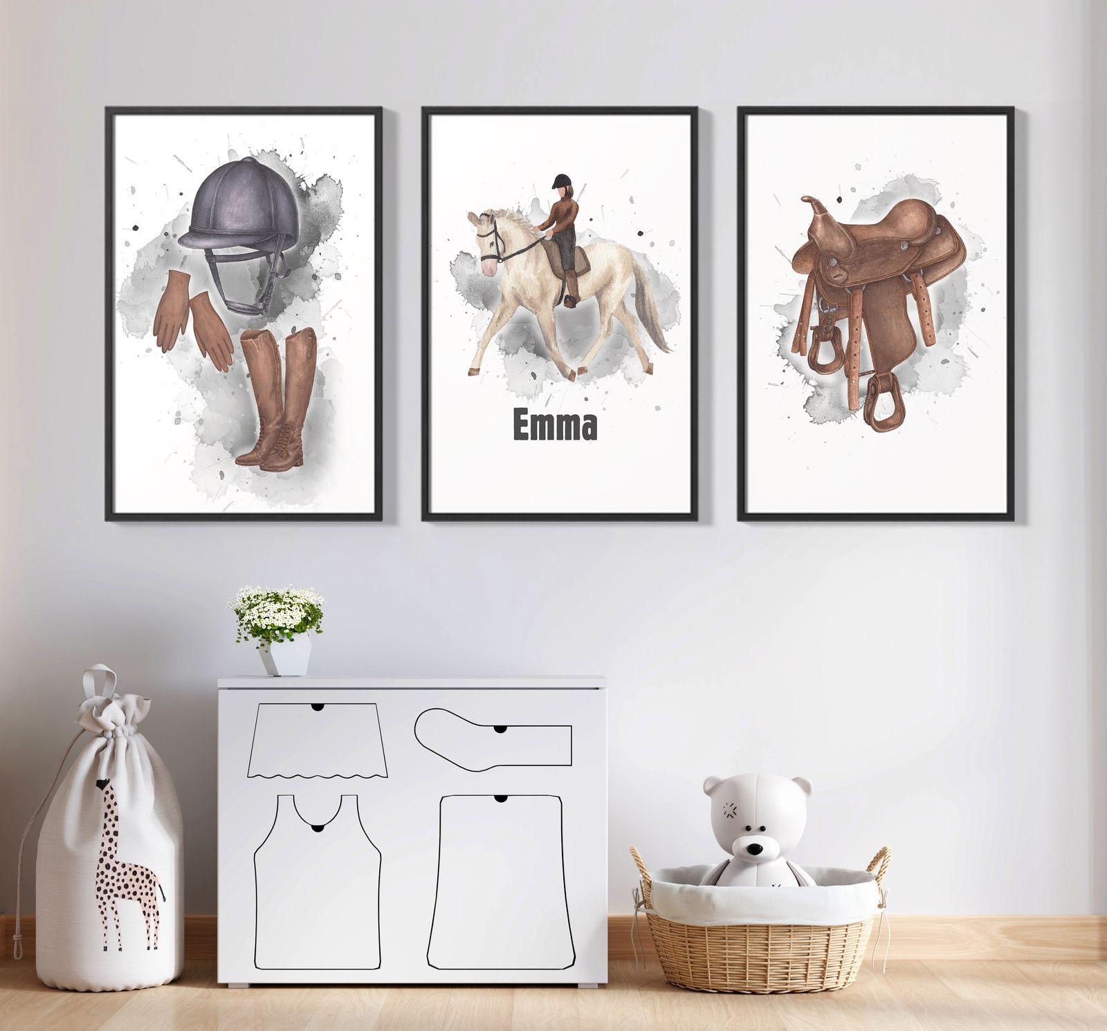Personlig Poster - Hästtema / Set med 3