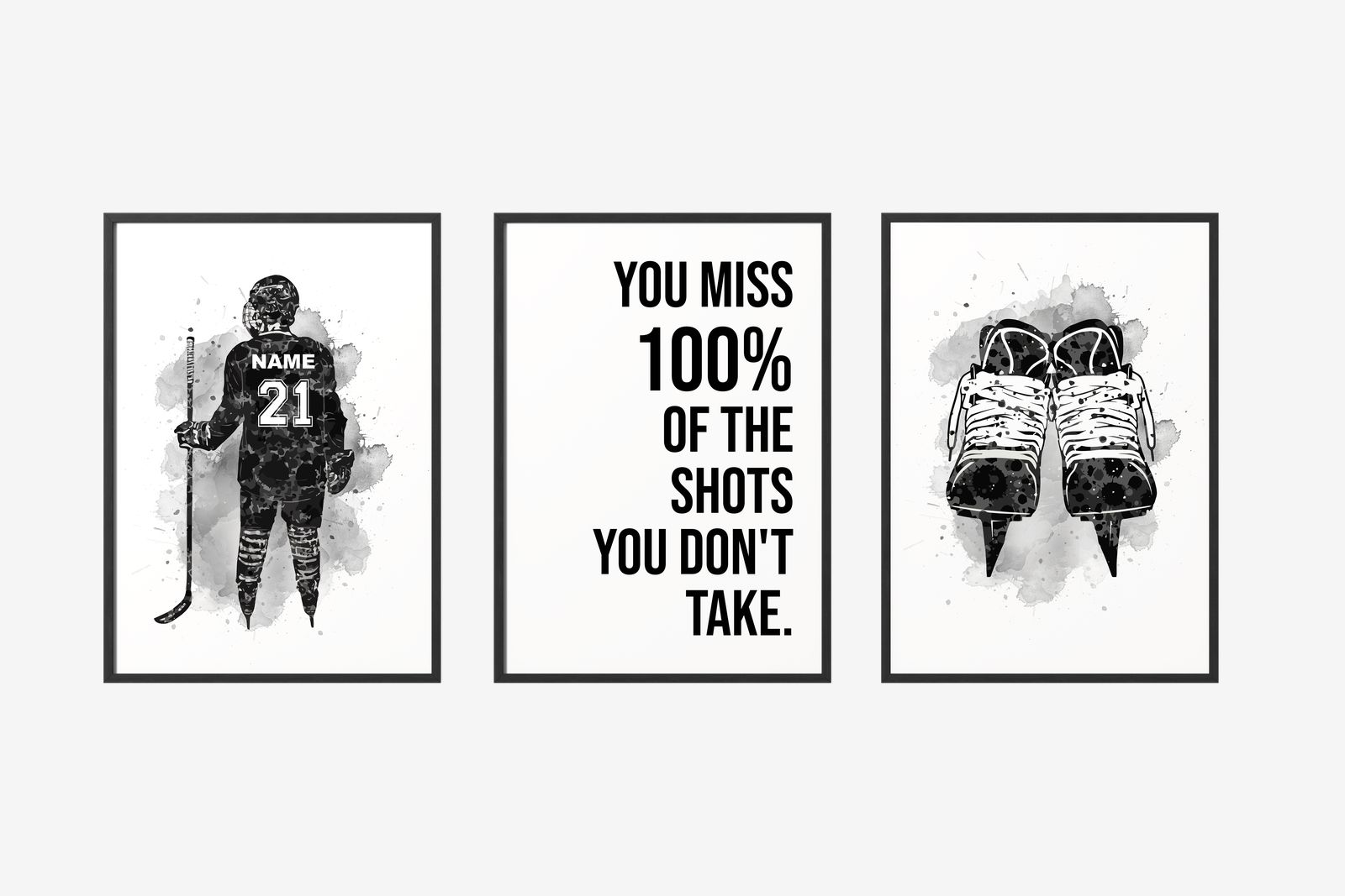 Personlig Poster - Hockey Motiverande Set om 3