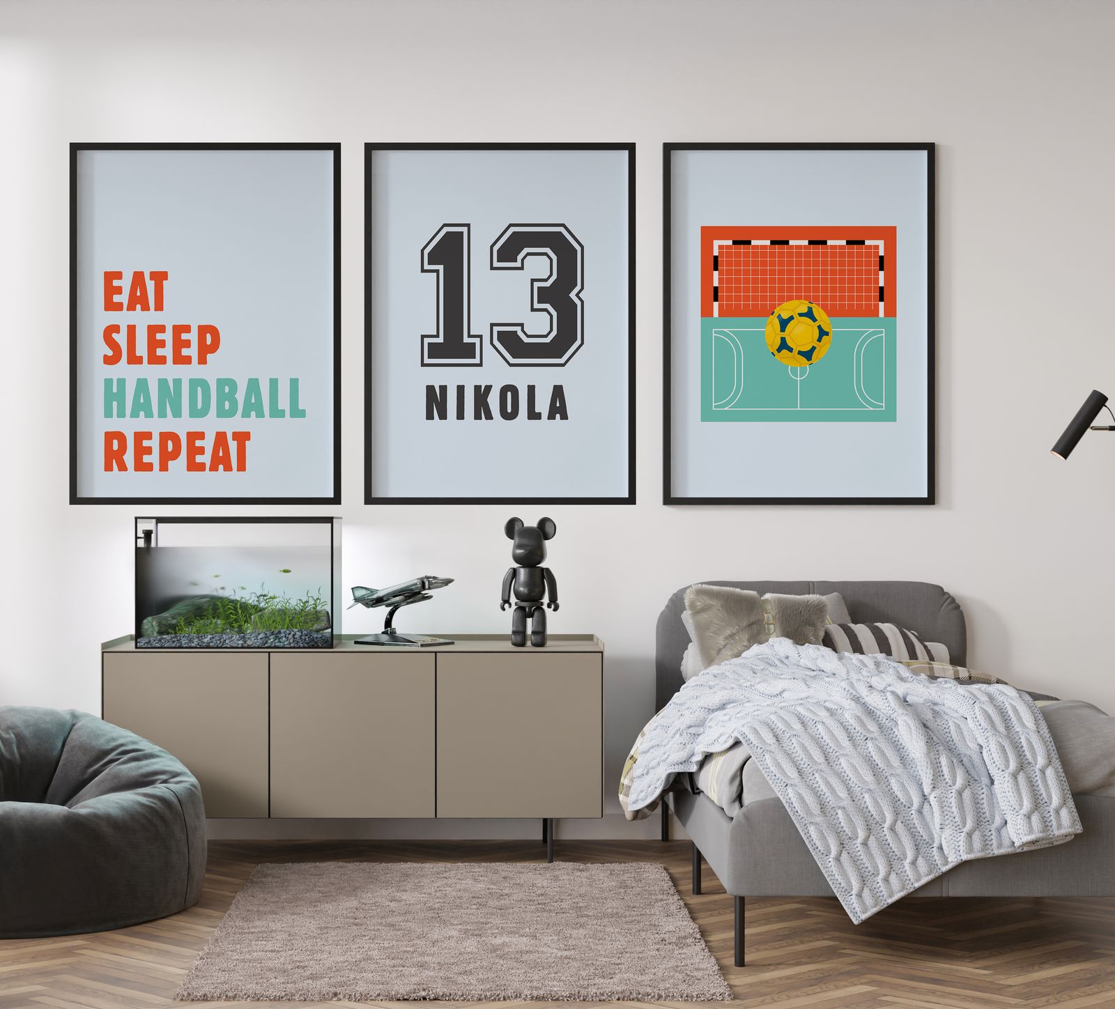 Personlig Affisch - Handbollsdesign / Set om 3
