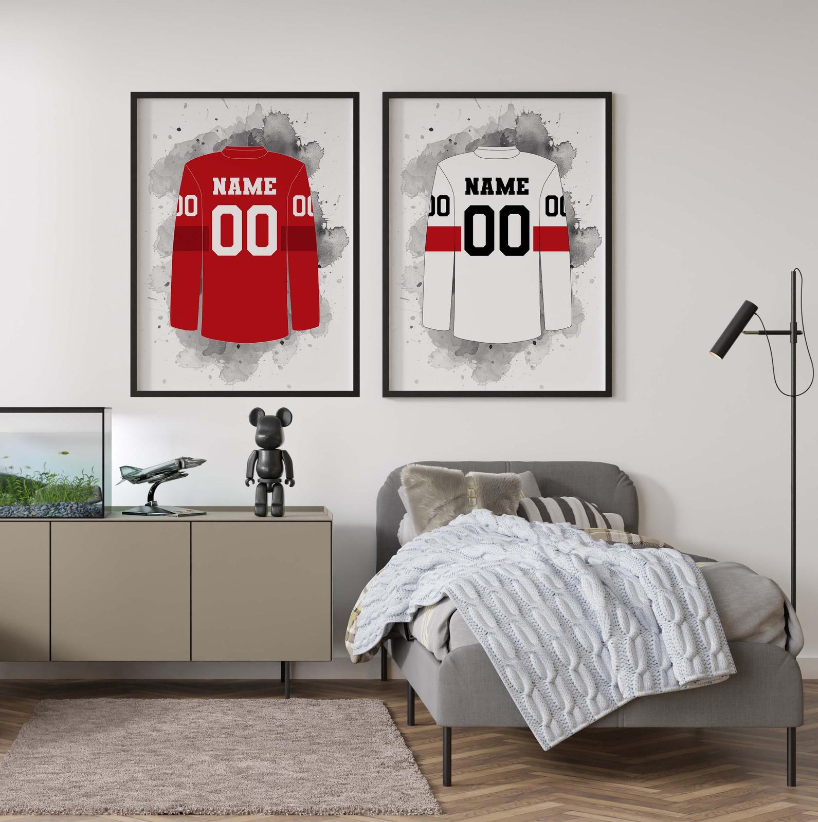 Personlig poster - Hockeytröja set om 2