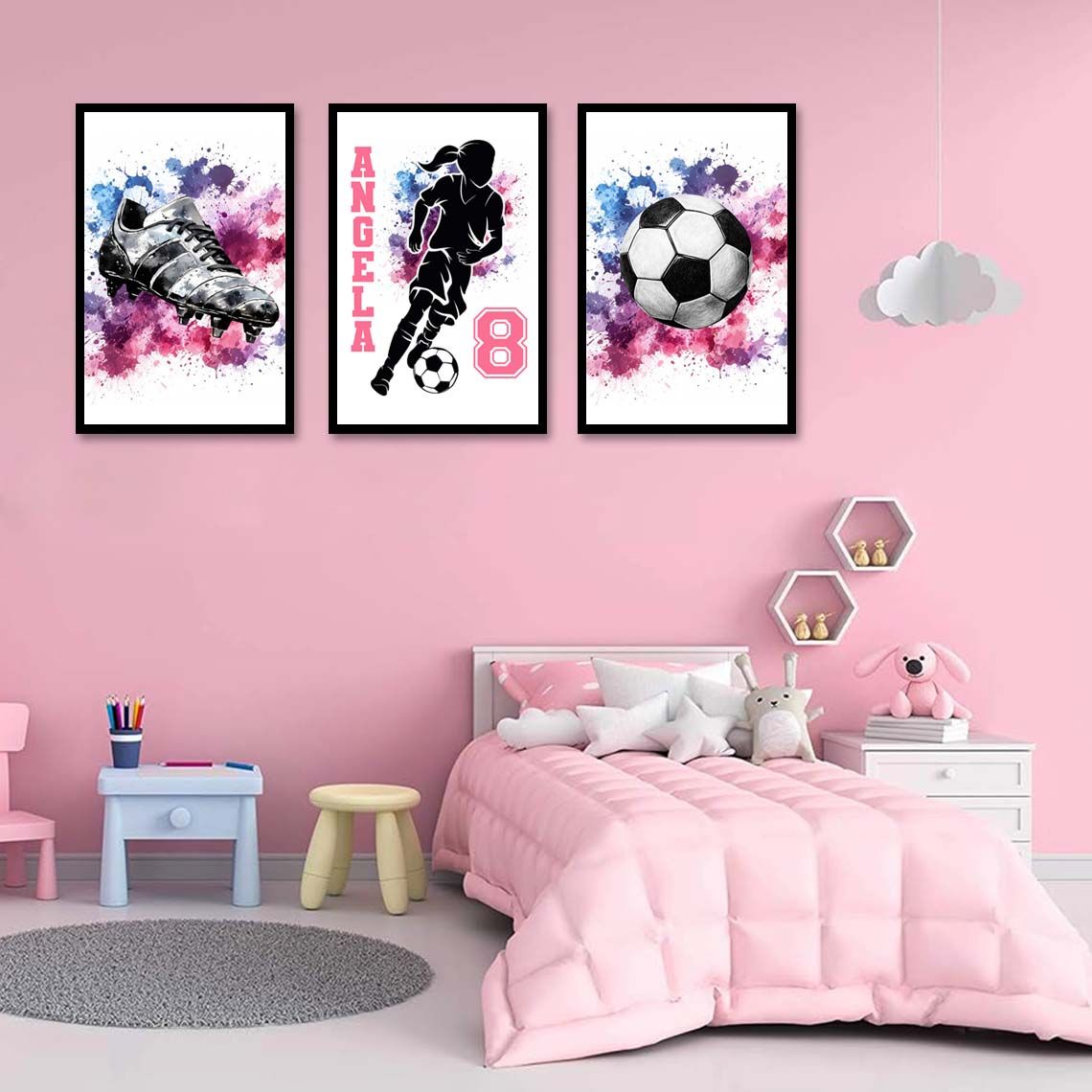 Personlig Poster - Fotbollskonst Set av 3