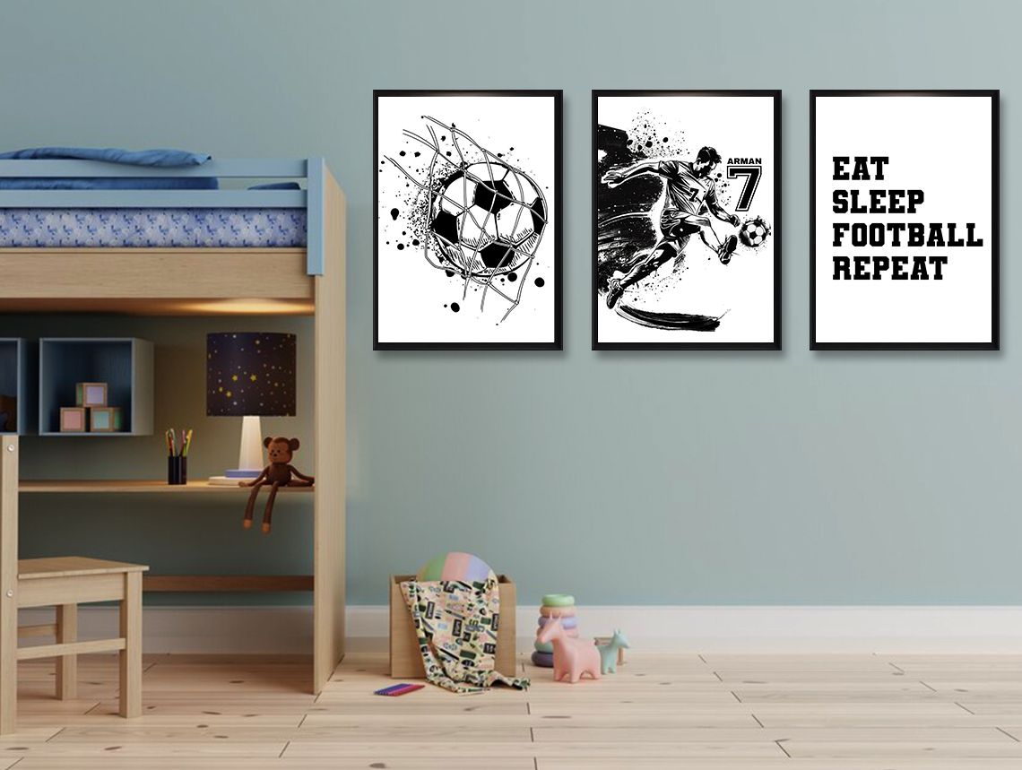 Personlig Poster - Fotbollskonst / Set av 3