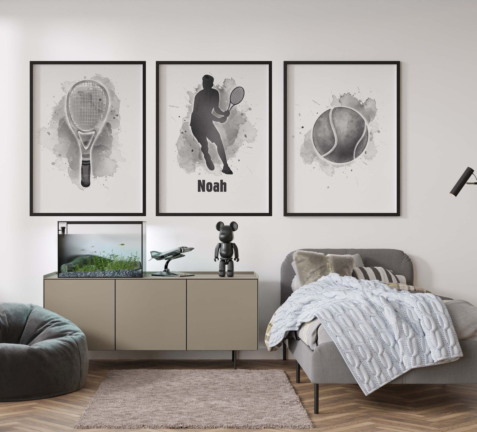 Personlig Poster - Tennis Konst / Set av 3