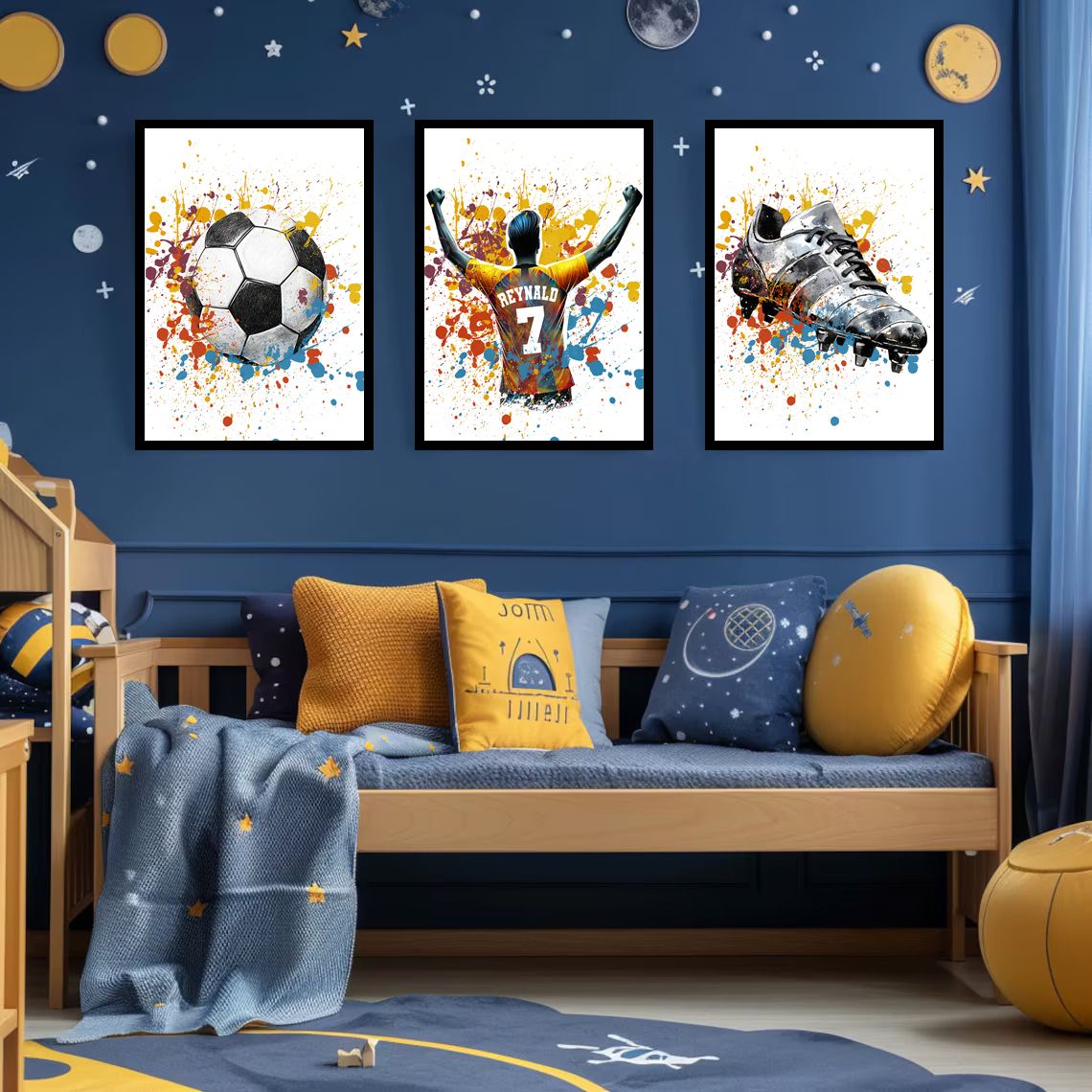 Personlig Poster - Fotbollskonst / Set av 3