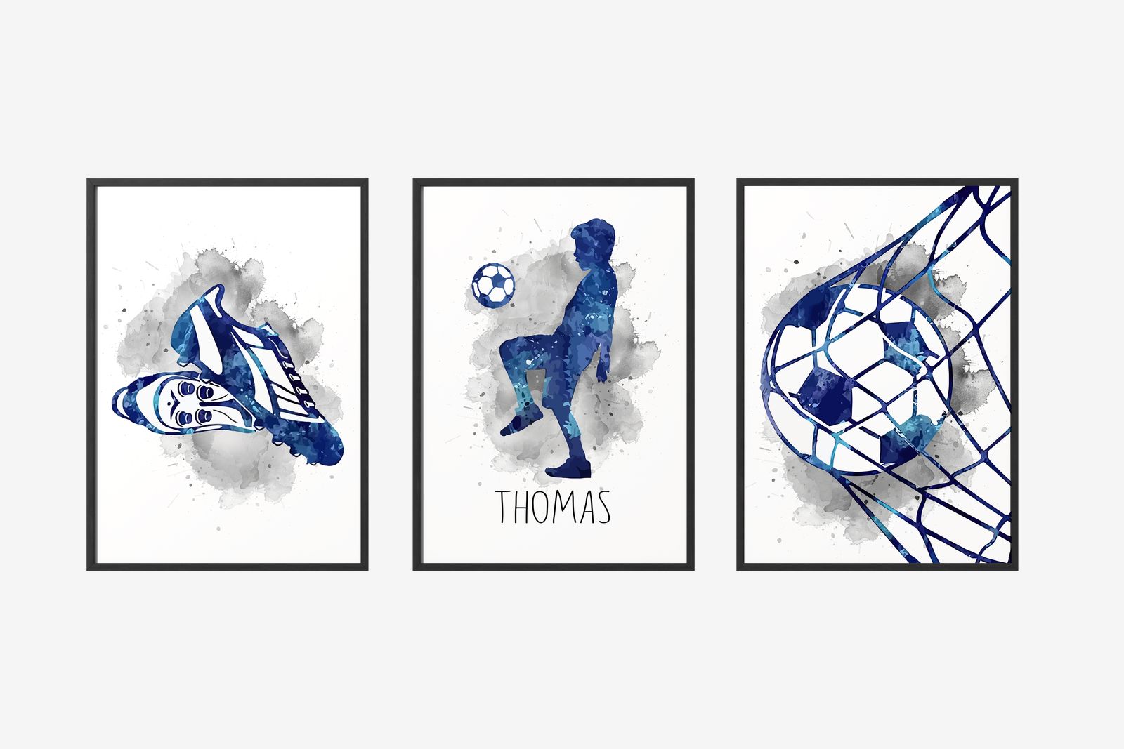 Personlig Poster - Fotbollskonst / Set om 3