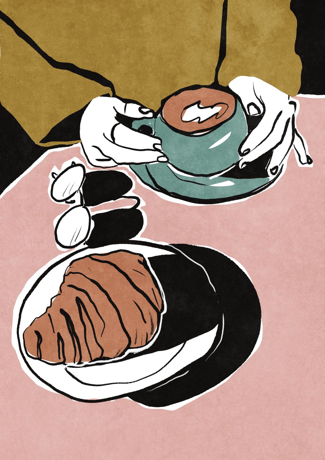 Poster - Kaffe och Croissant