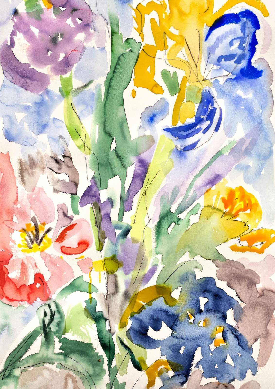 Poster - Blomster Akvarell Konst