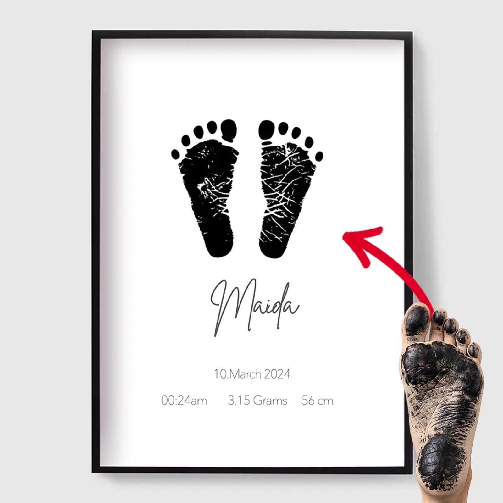 Personlig Poster - Babyfotavtryck Födelseaffisch