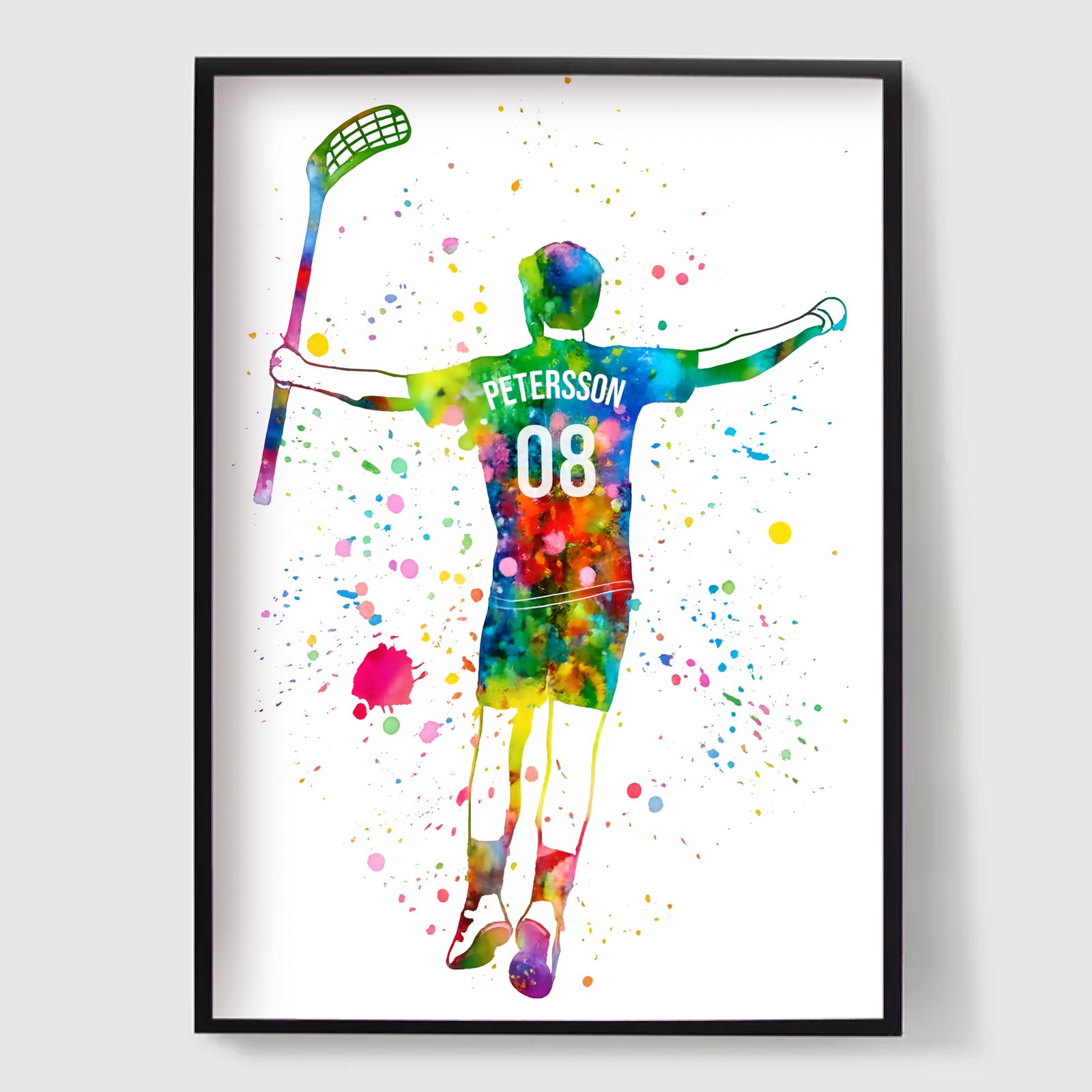 Personlig Poster - Floorball Pojke Akvarell