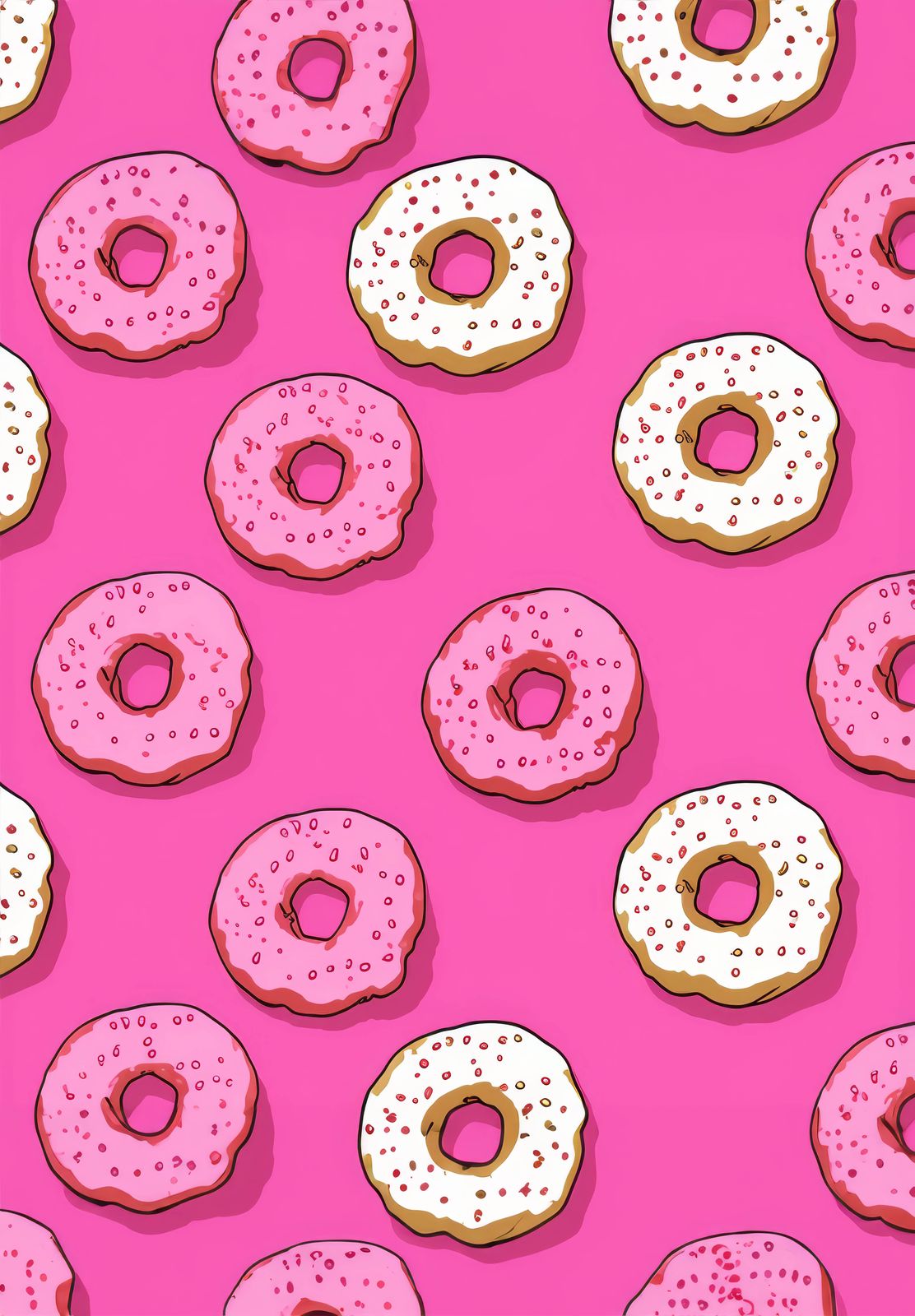 Affisch - Rosa Donutmönster