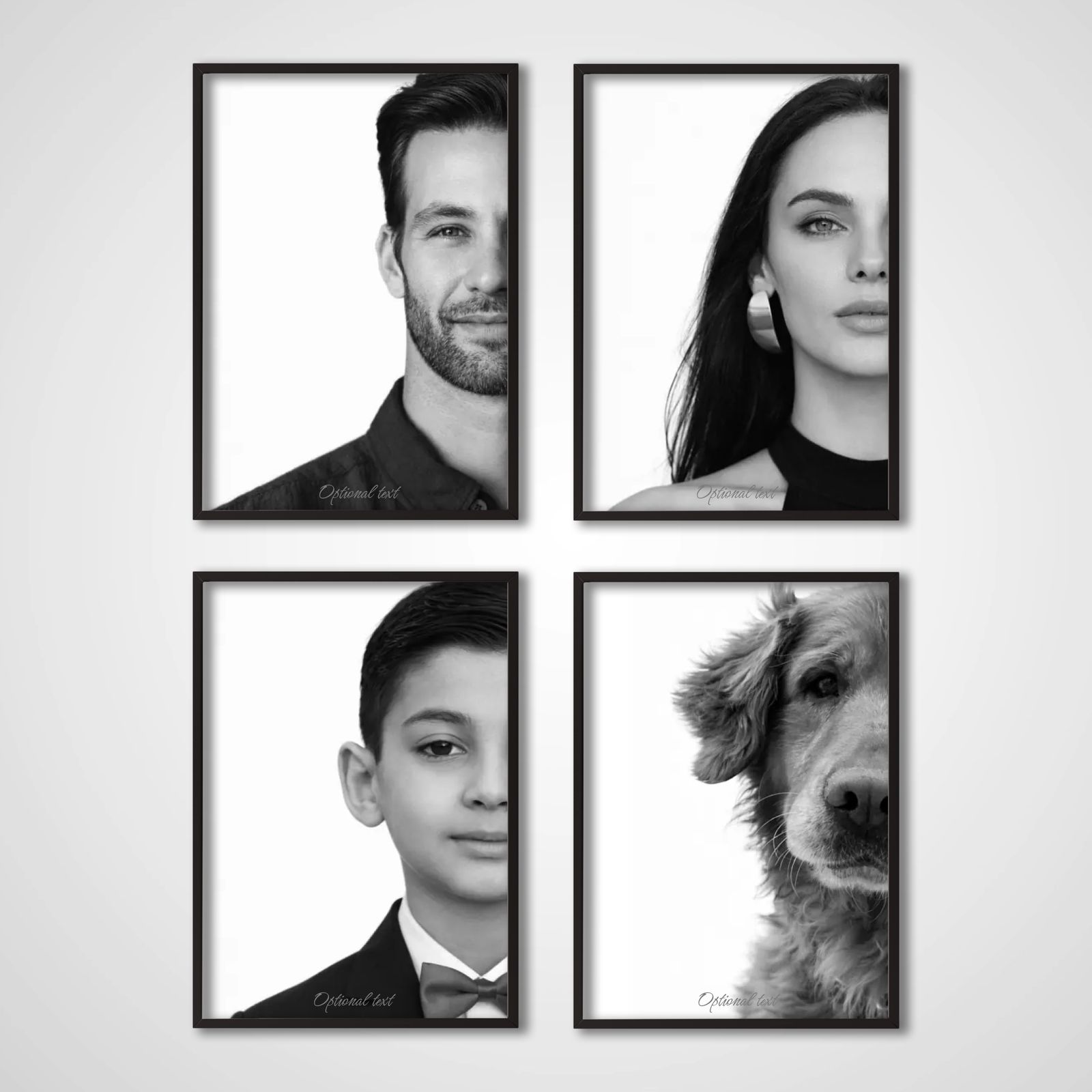 Personlig Poster - Minimalistisk Familjeporträtt - Set om 4 - AI Poster