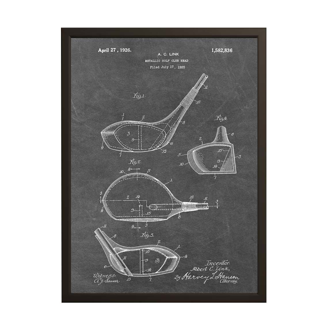 Patentritning Poster - Metallisk Golfklubba