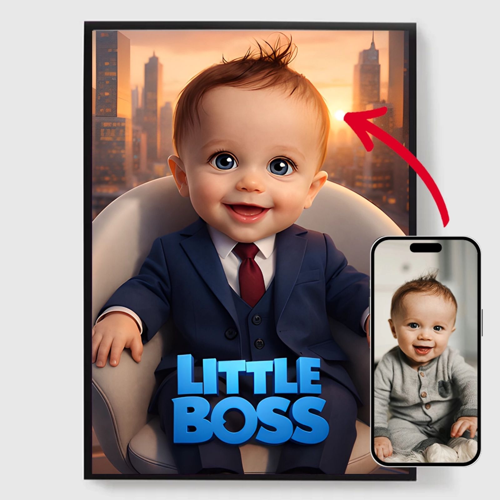 Personlig Poster - Boss Baby Ansiktsbyte - AI Poster
