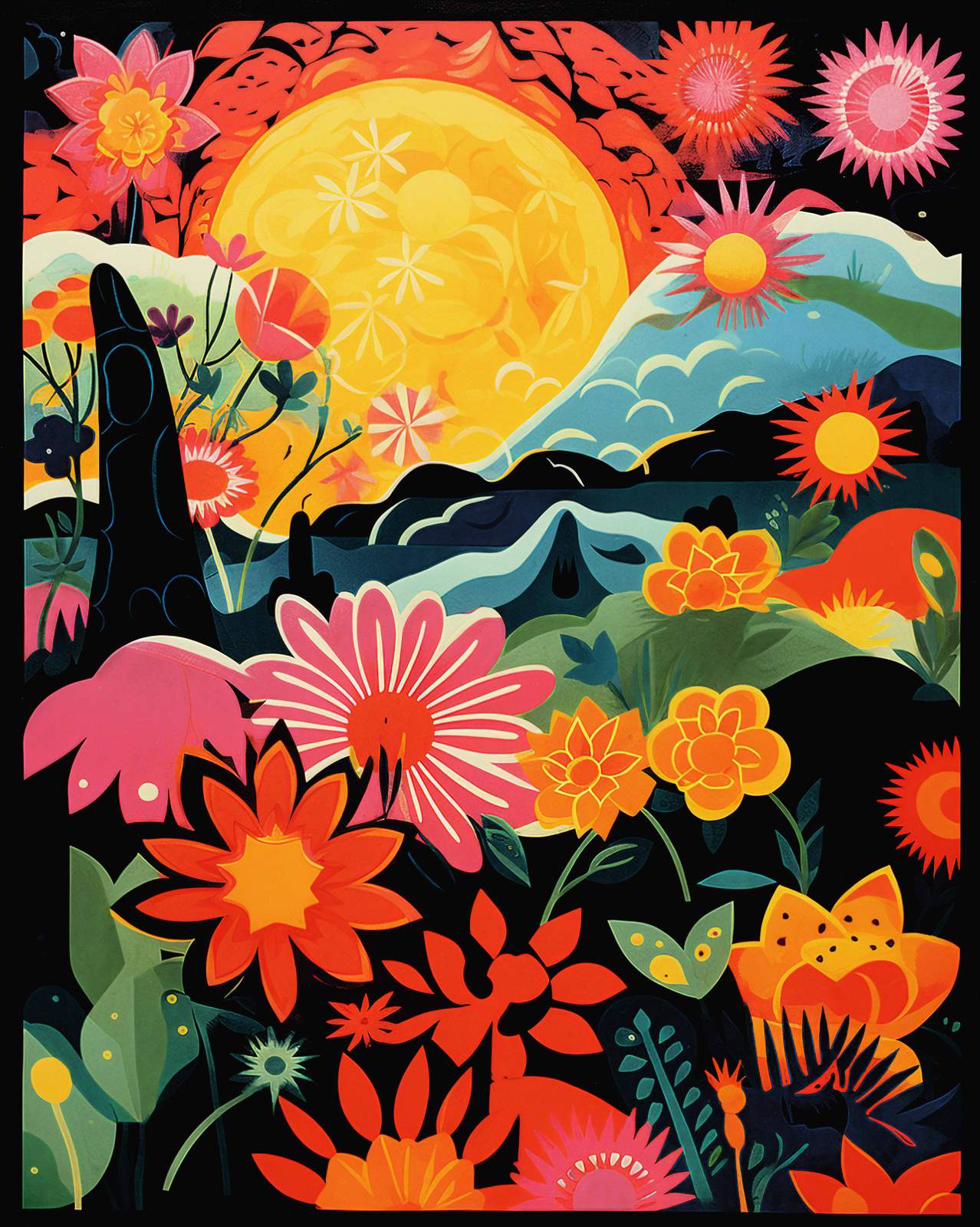 Poster - Färgglans Blomsterlandskap