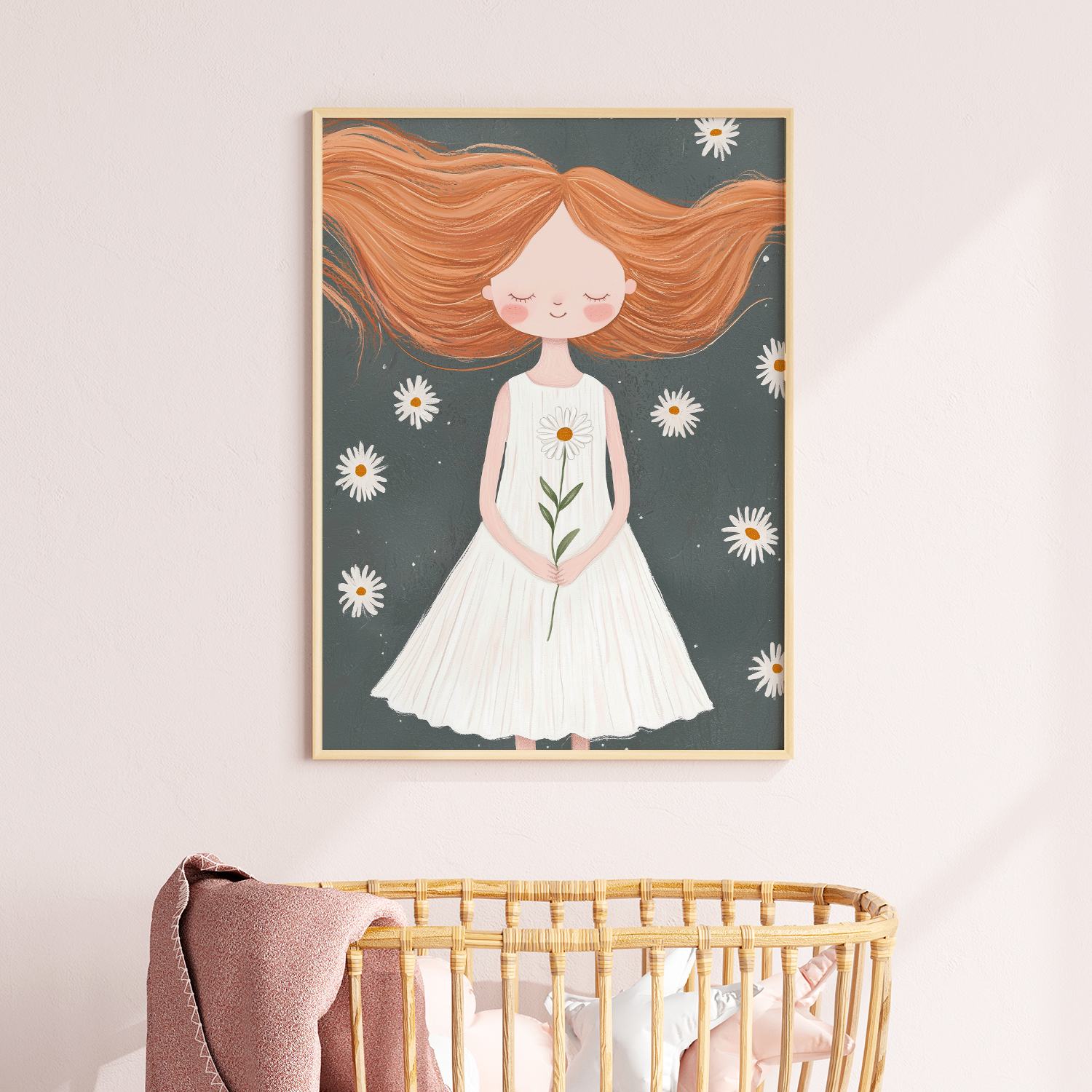 Poster - Flicka med Prästkragar